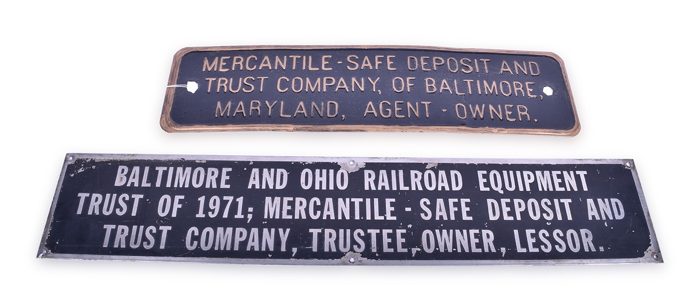 590 - Pair of Railroad Trust Plates - Baltimore and Ohio and Mercantile Safe Deposit & Trust thumbnail