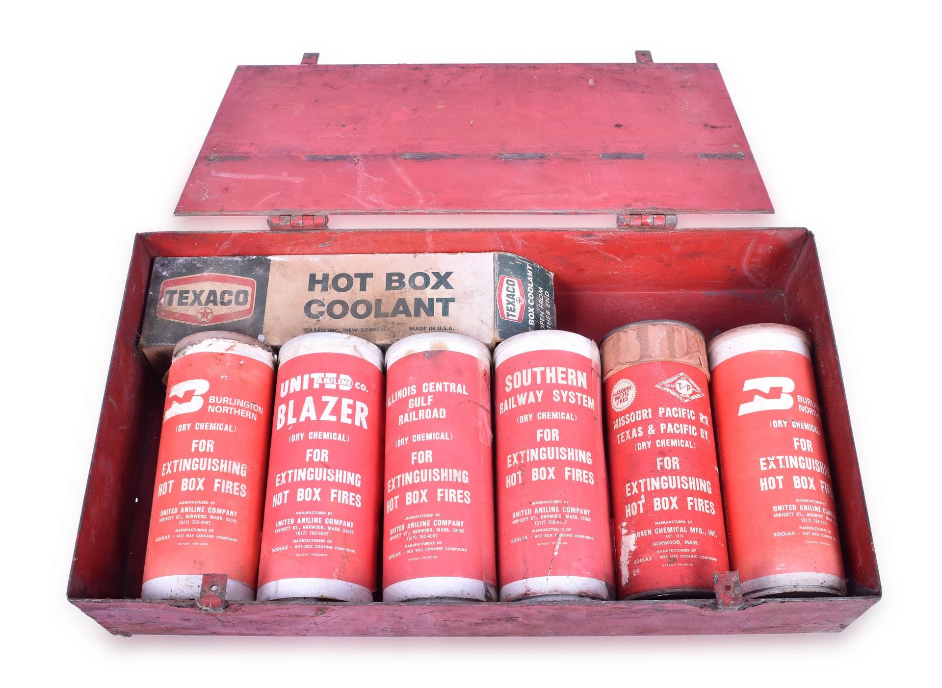 591 - Railroad Journal Box Fire Box and Hot Box Extinguisher Collection thumbnail
