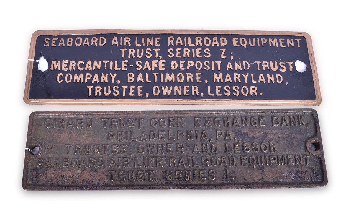 598 - Pair of Seaboard Railroad Trust Plates thumbnail