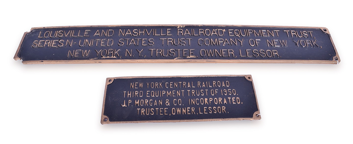 600 - Pair of Cast Railroad Trust Plates- L&N and New York Central thumbnail