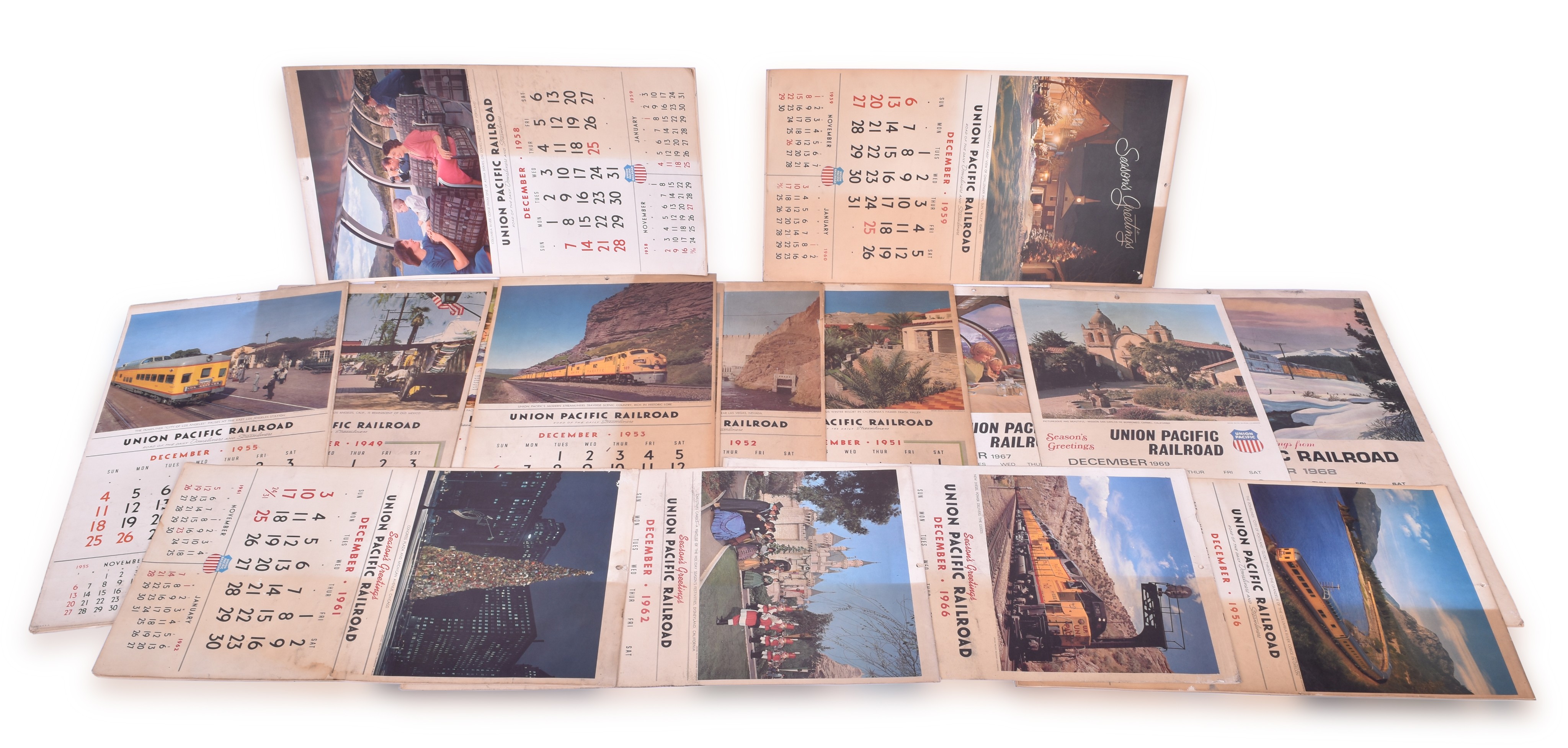 4006 - Sixteen Union Pacific Railroad Calendars 1949-1969 thumbnail