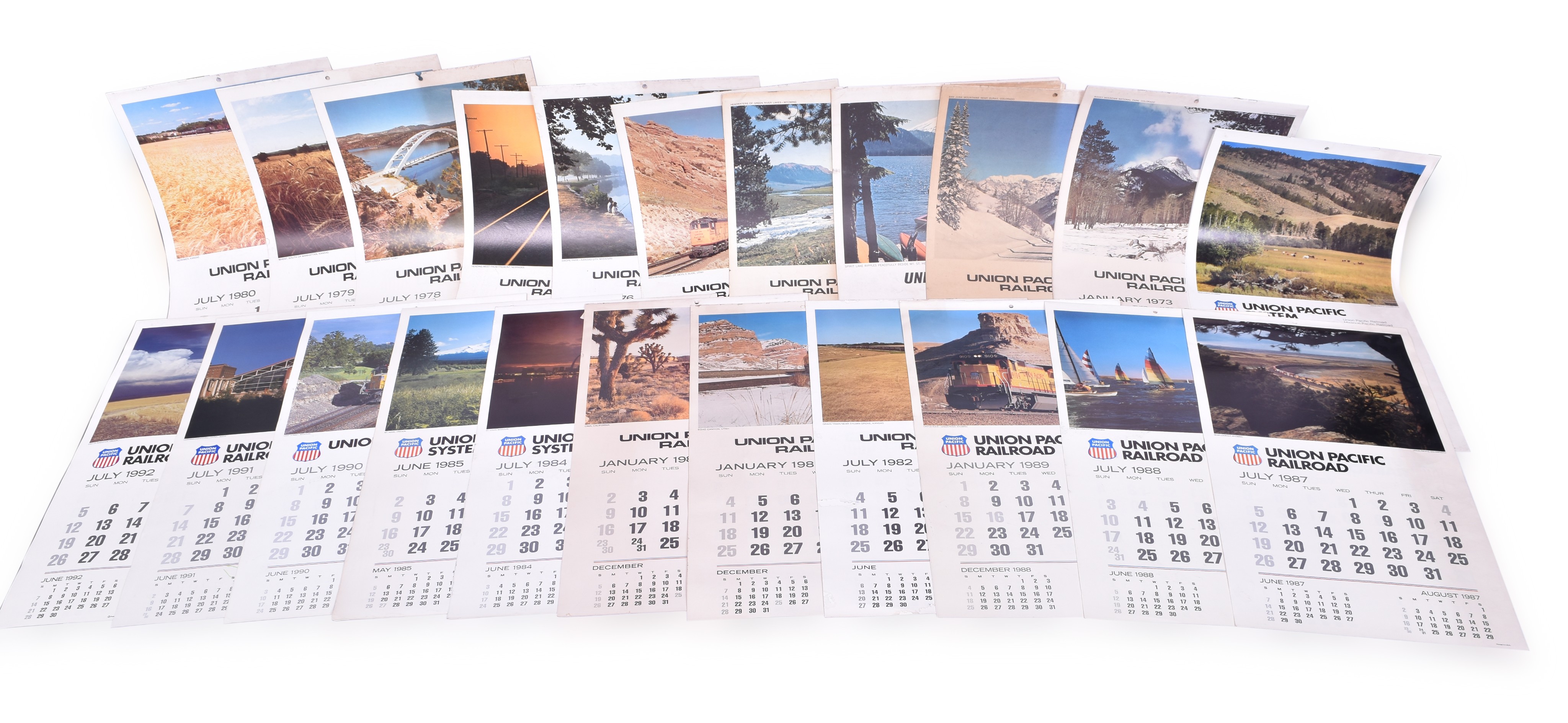 4008 - Twenty Six Union Pacific Railroad Annual Calendars 1970s Through 1990s thumbnail