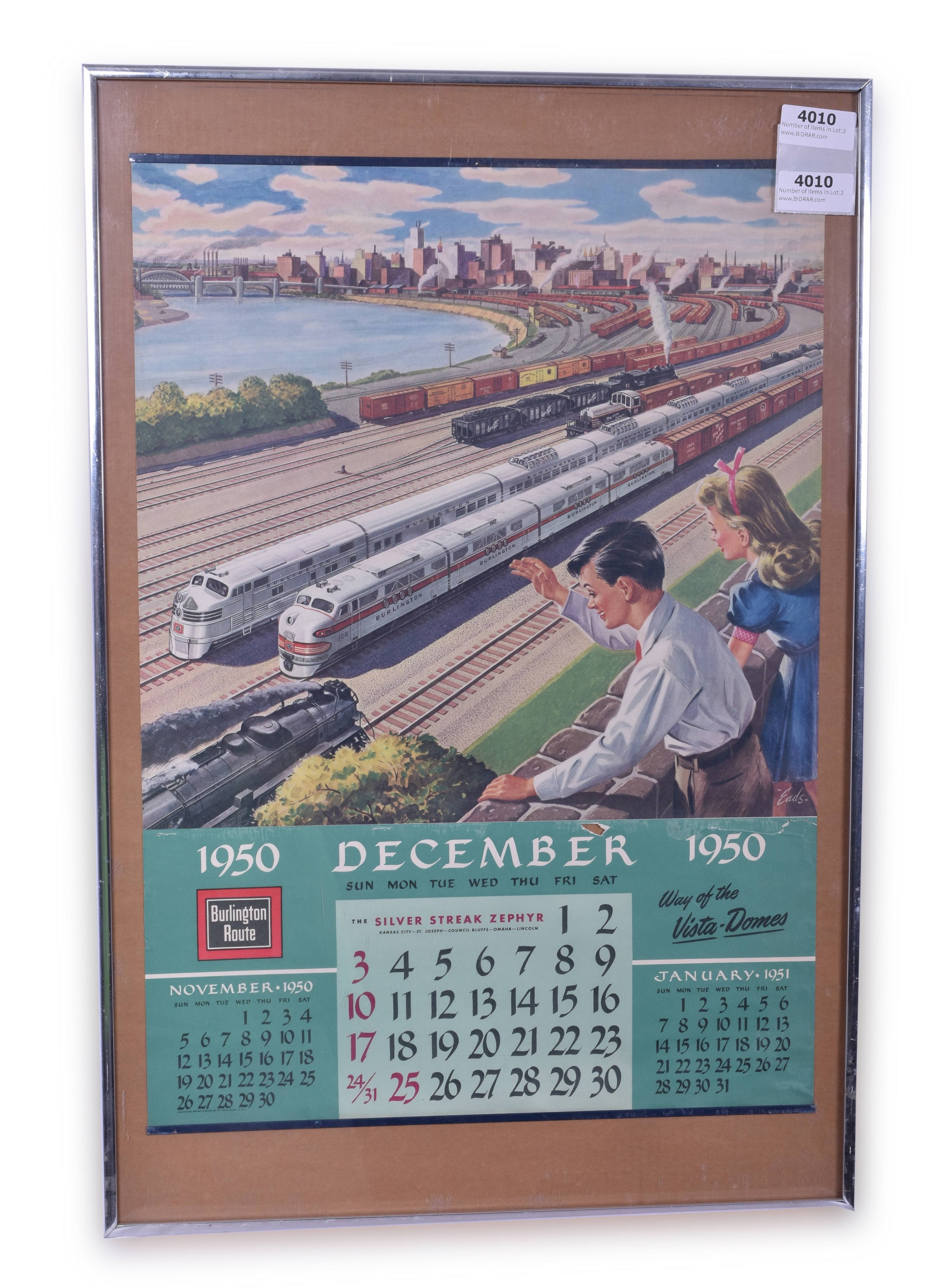 4010 - Rock Island 1958 and Burlington 1950 Calendars thumbnail