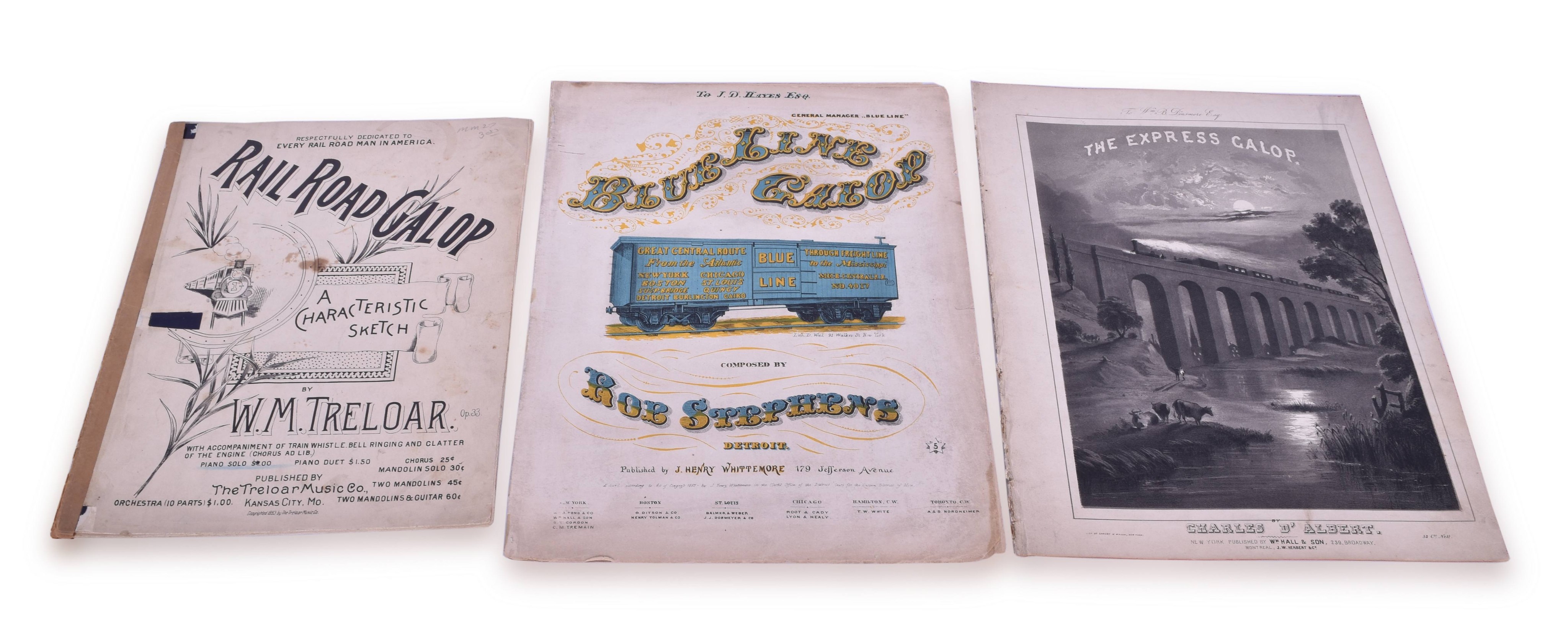 4017 - Three Sets of Railroad Related Sheet Music - D'Albert, Treloar, and Stephens thumbnail