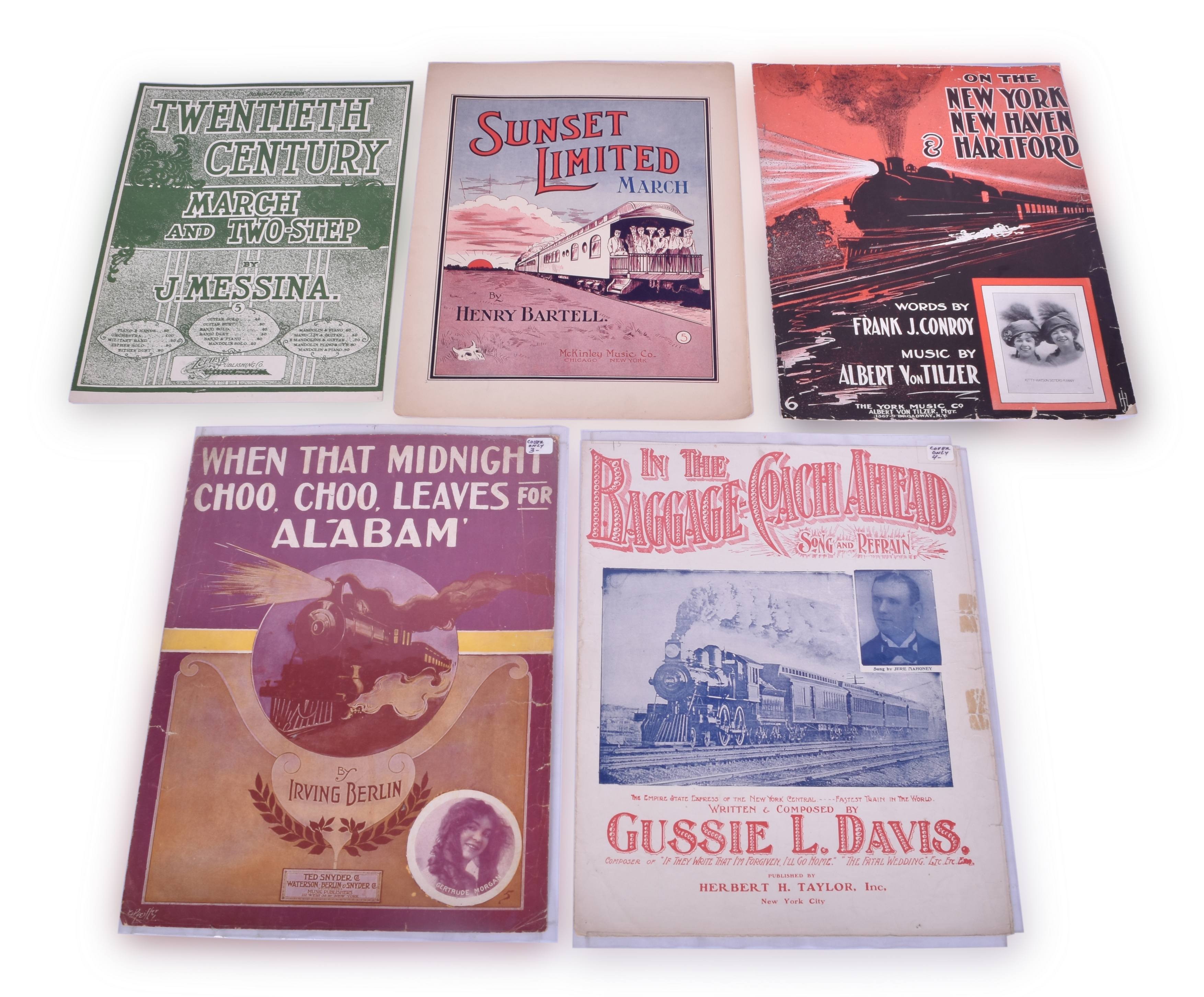 4019 - Five Sets of Railroad Sheet Music - Irvin Berlin, Gussie Davis, Henry Bartell - Sunset Limited, Twentieth Century, etc. thumbnail