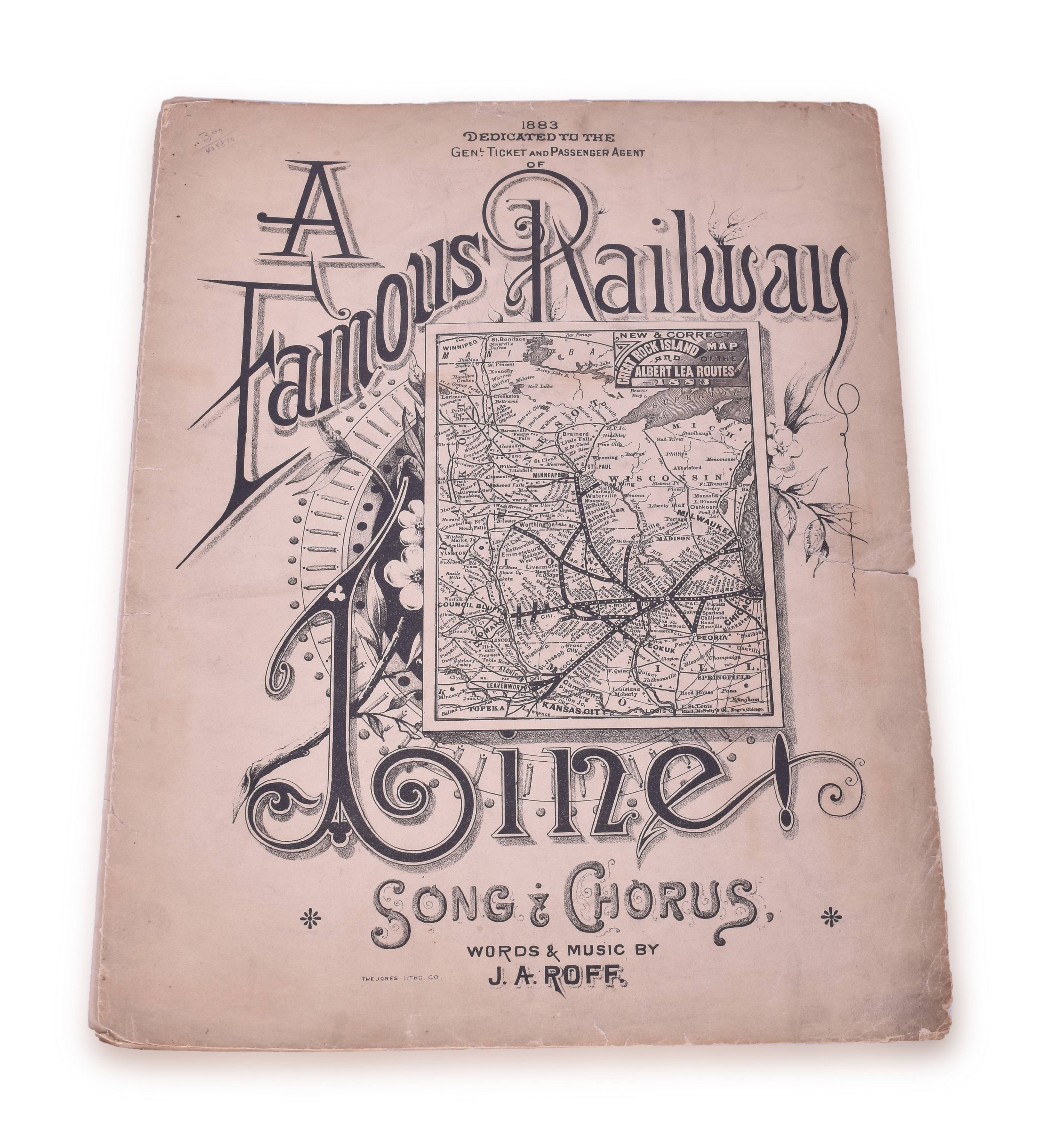 4021 - A Famous Railway Line by J.A. Roff - Rock Island Lines 1883 Sheet Music thumbnail