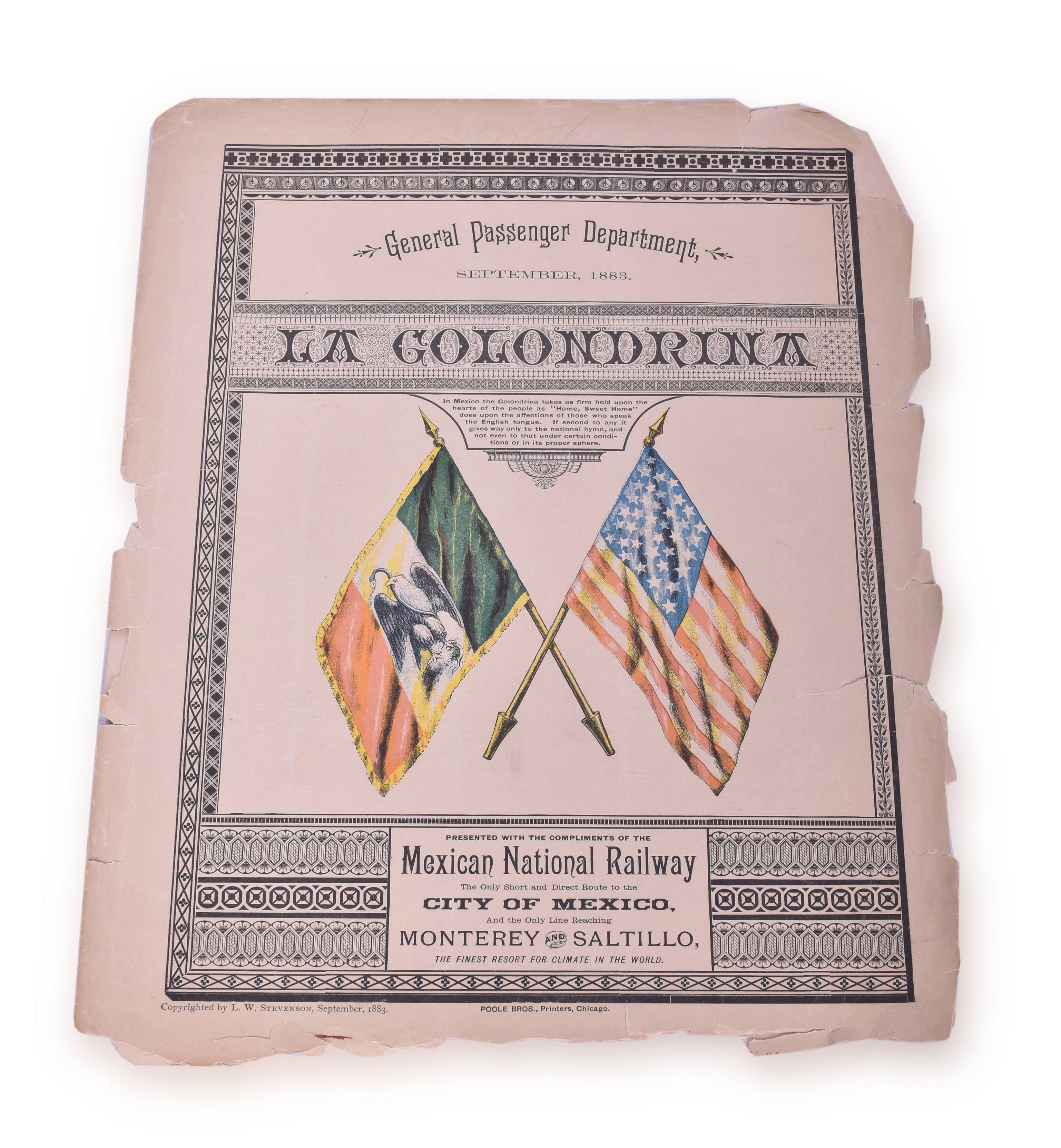 4027 - Mexican National Railway 1883 La Clondrina Sheet Music thumbnail