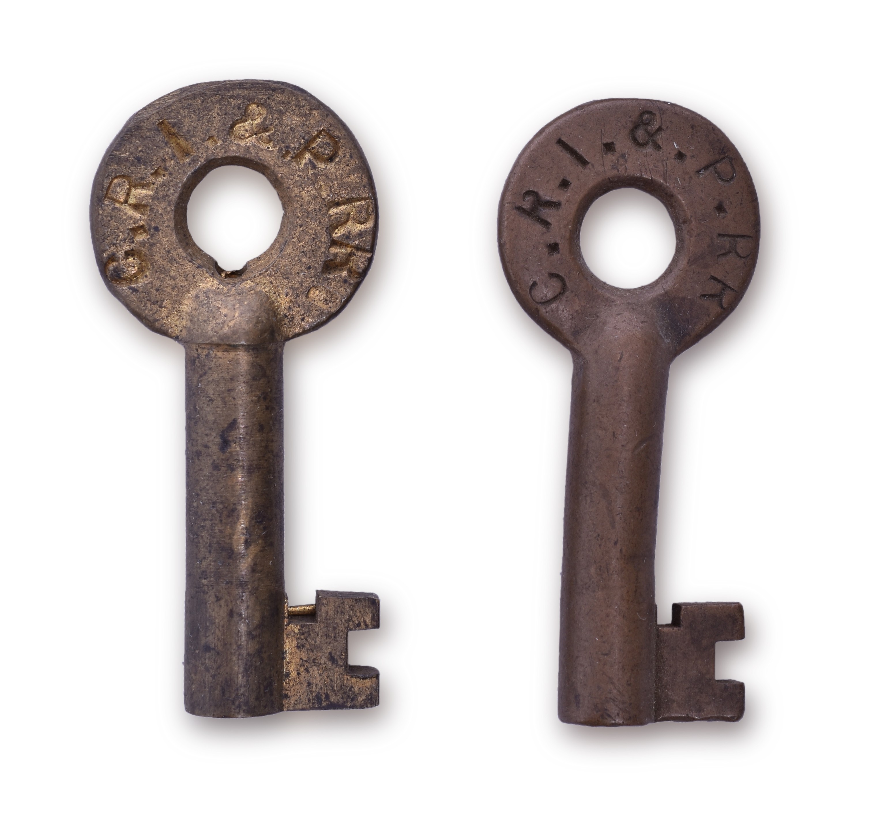 4028 - Pair of Chicago, Rock Island and Pacific / Rock Island Railroad Hand Car Keys thumbnail