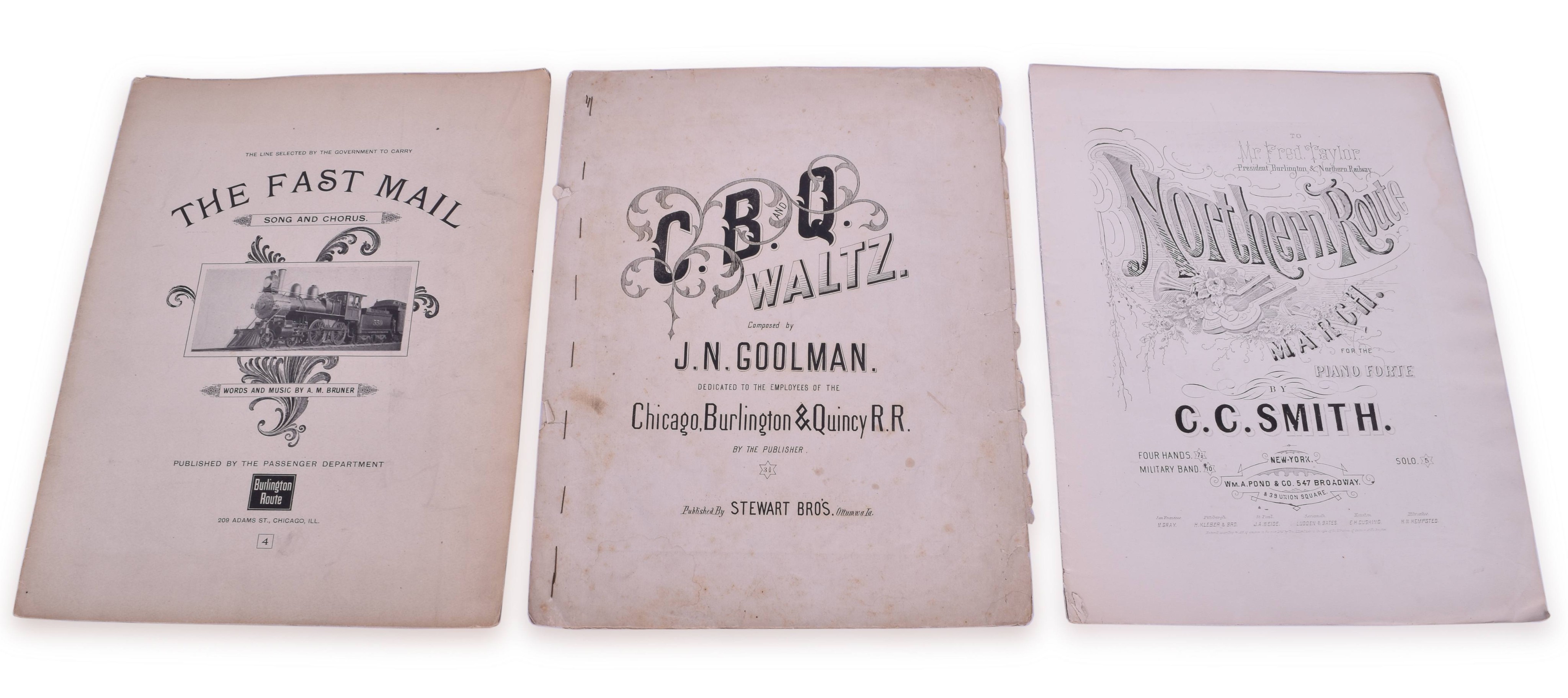 4029 - Three Pieces of CB&Q / Burlington Railroad Sheet Music - CB&Q Waltz, The Fast Mail, The Northern Route thumbnail