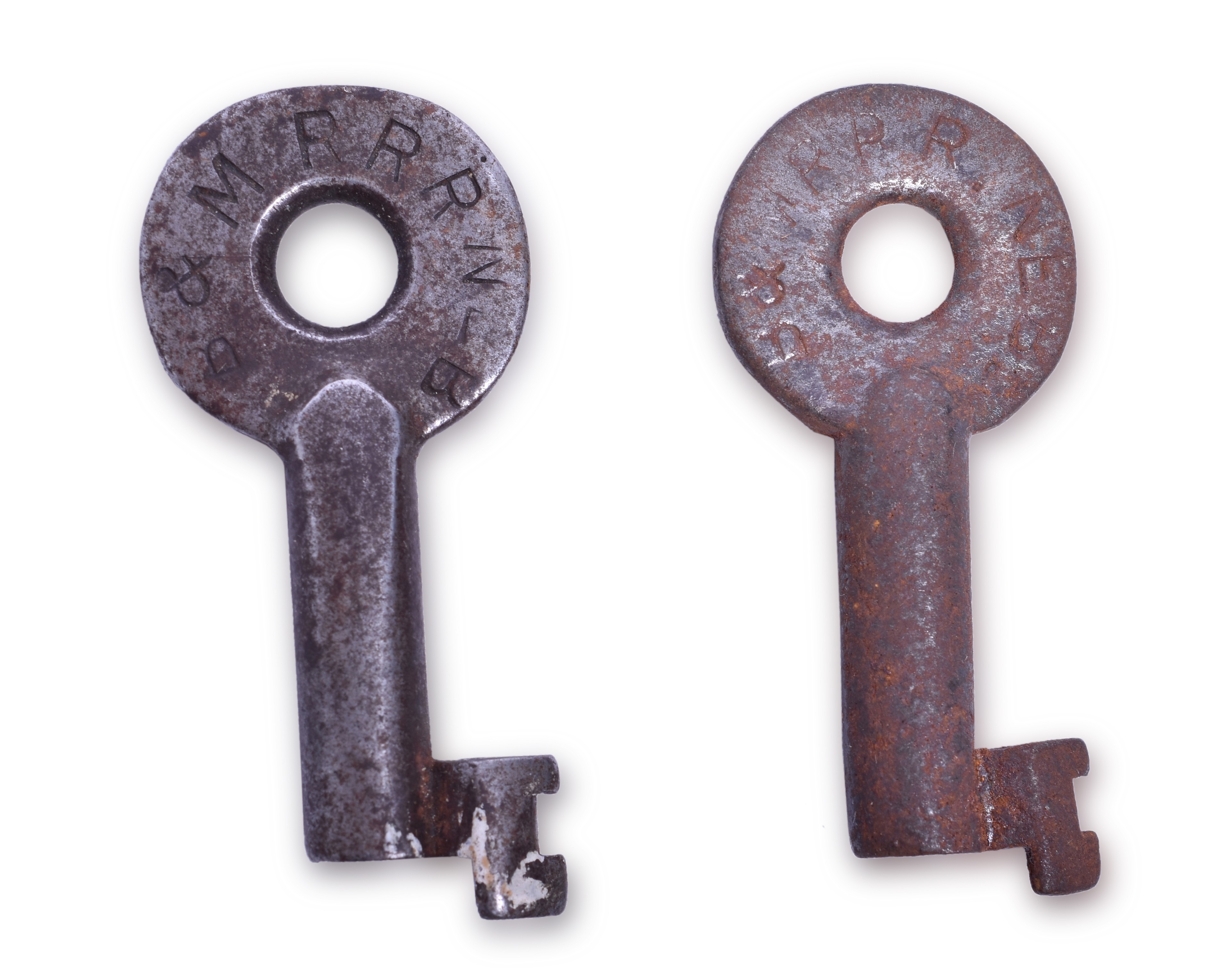 4032 - Pair of Burlington Missouri River Railroad in Nebraska Railroad Steel Switch Keys thumbnail
