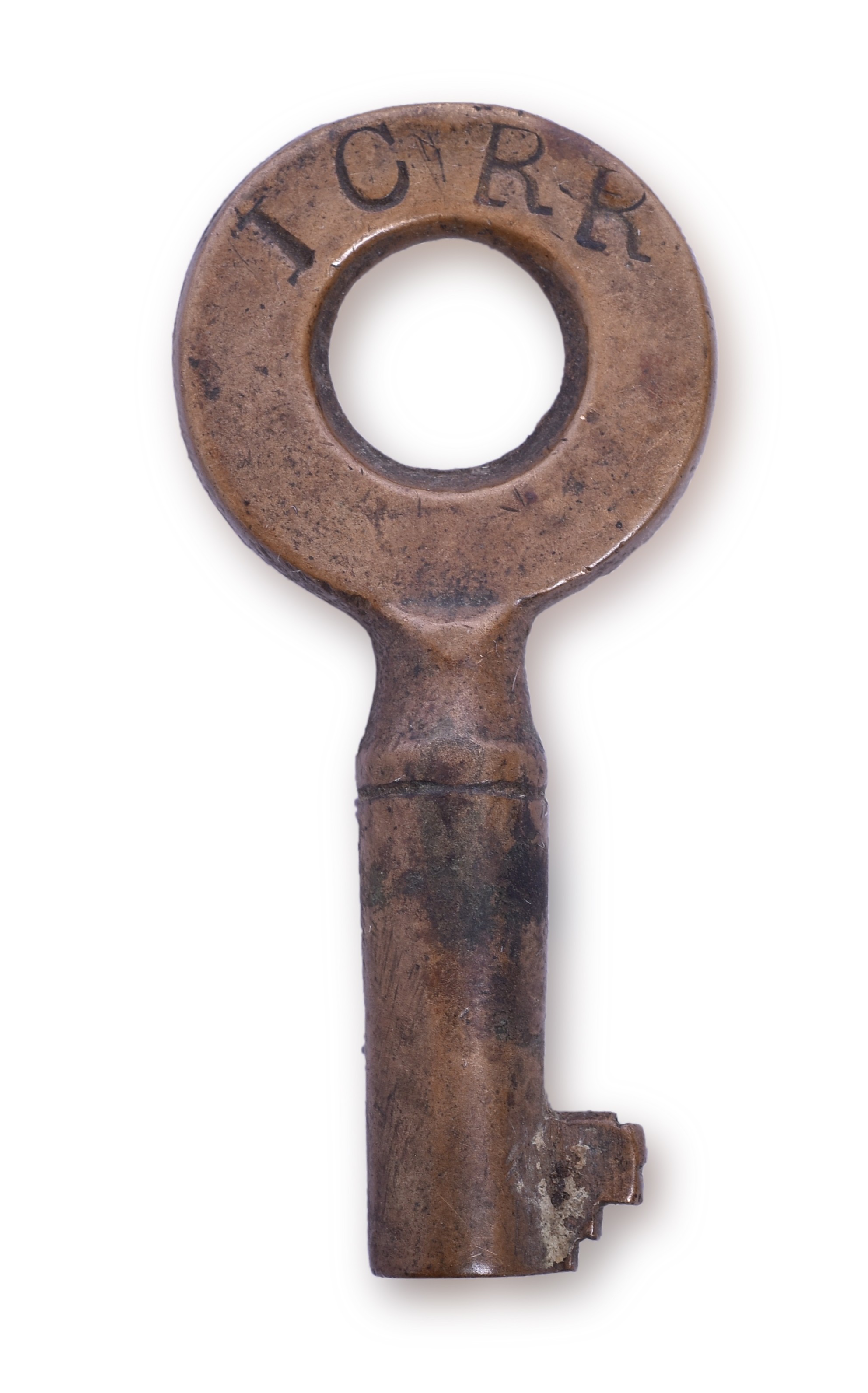4038 - Illinois Central Railroad Tapered Barrel Single Ring Brass Key thumbnail