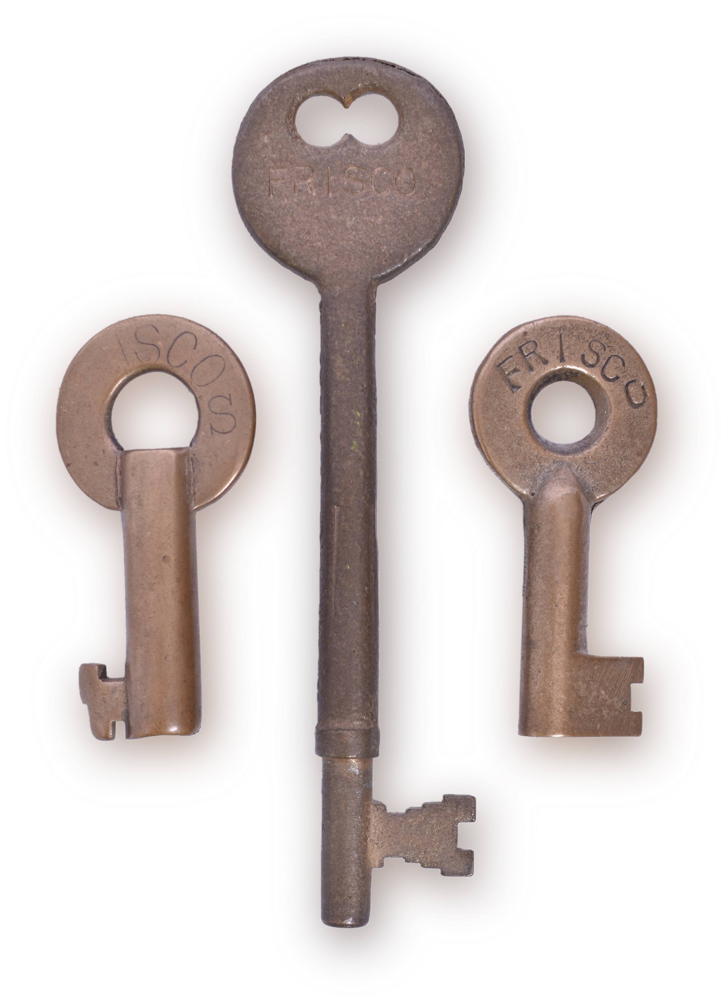 4060 - Three Frisco Railroad Keys - RIP Track, Switch, Coach / Caboose thumbnail