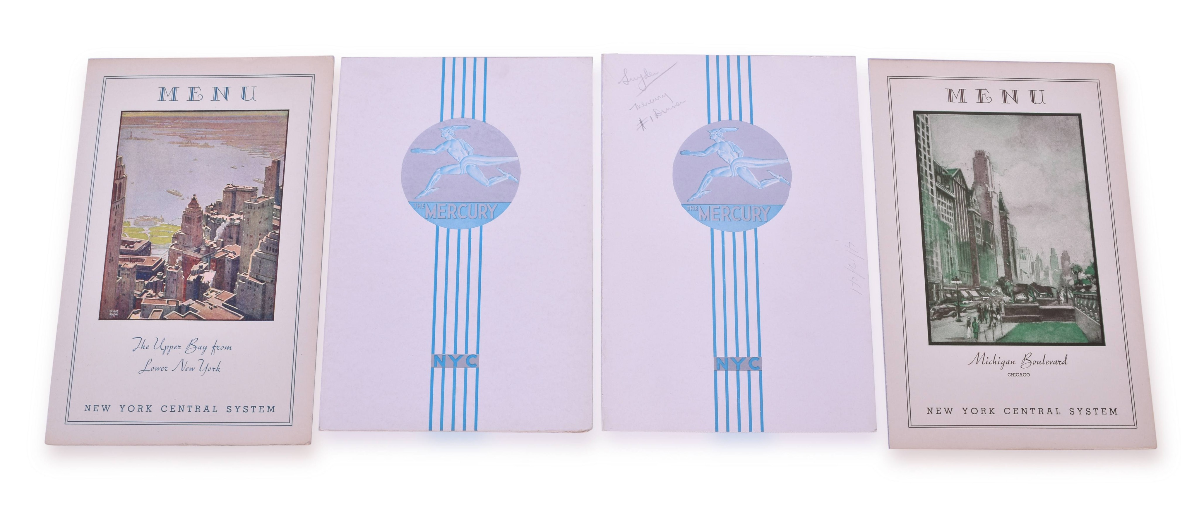 4065 - Four New York Central Mercury and Color Cover Dining Menus thumbnail
