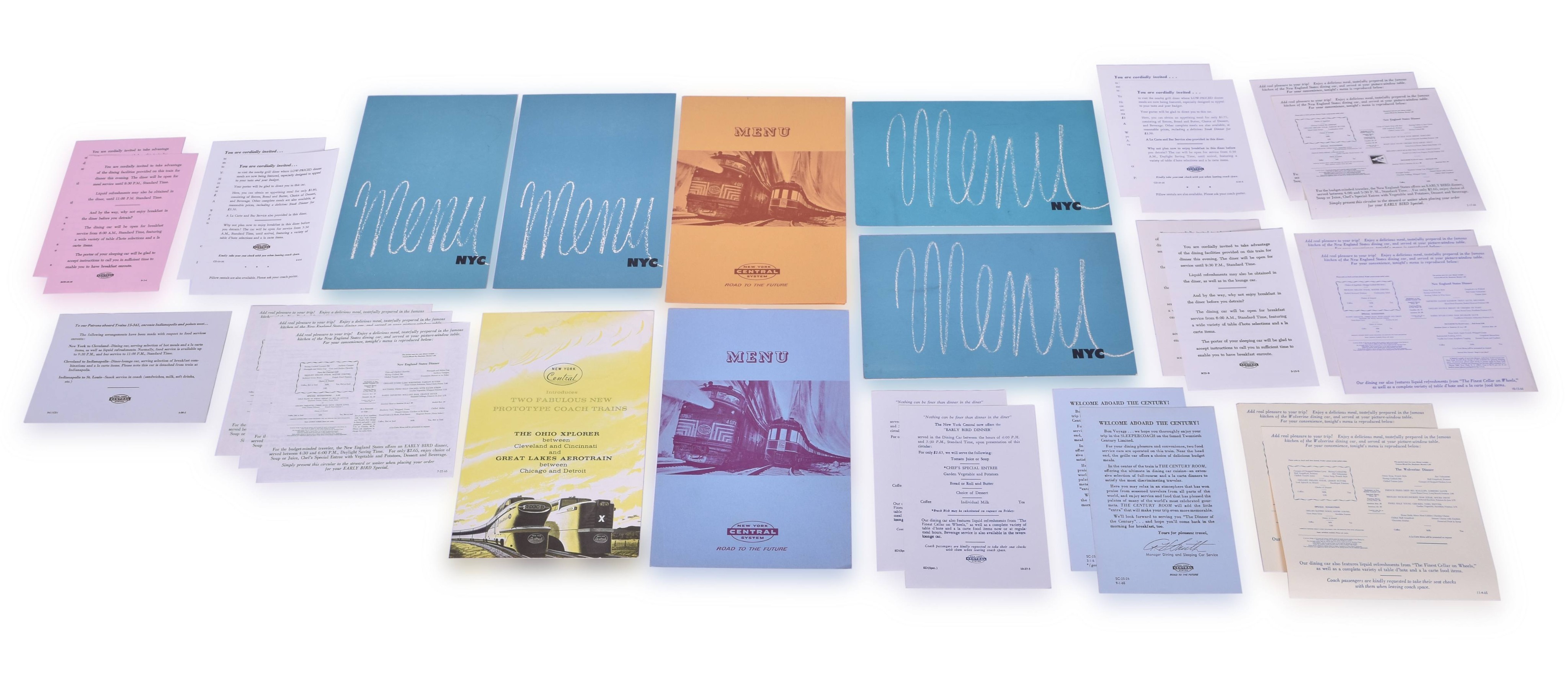 4069 - Seven New York Central Menus Plus Additional Dining Paper - X Train, Aero Train, etc. thumbnail