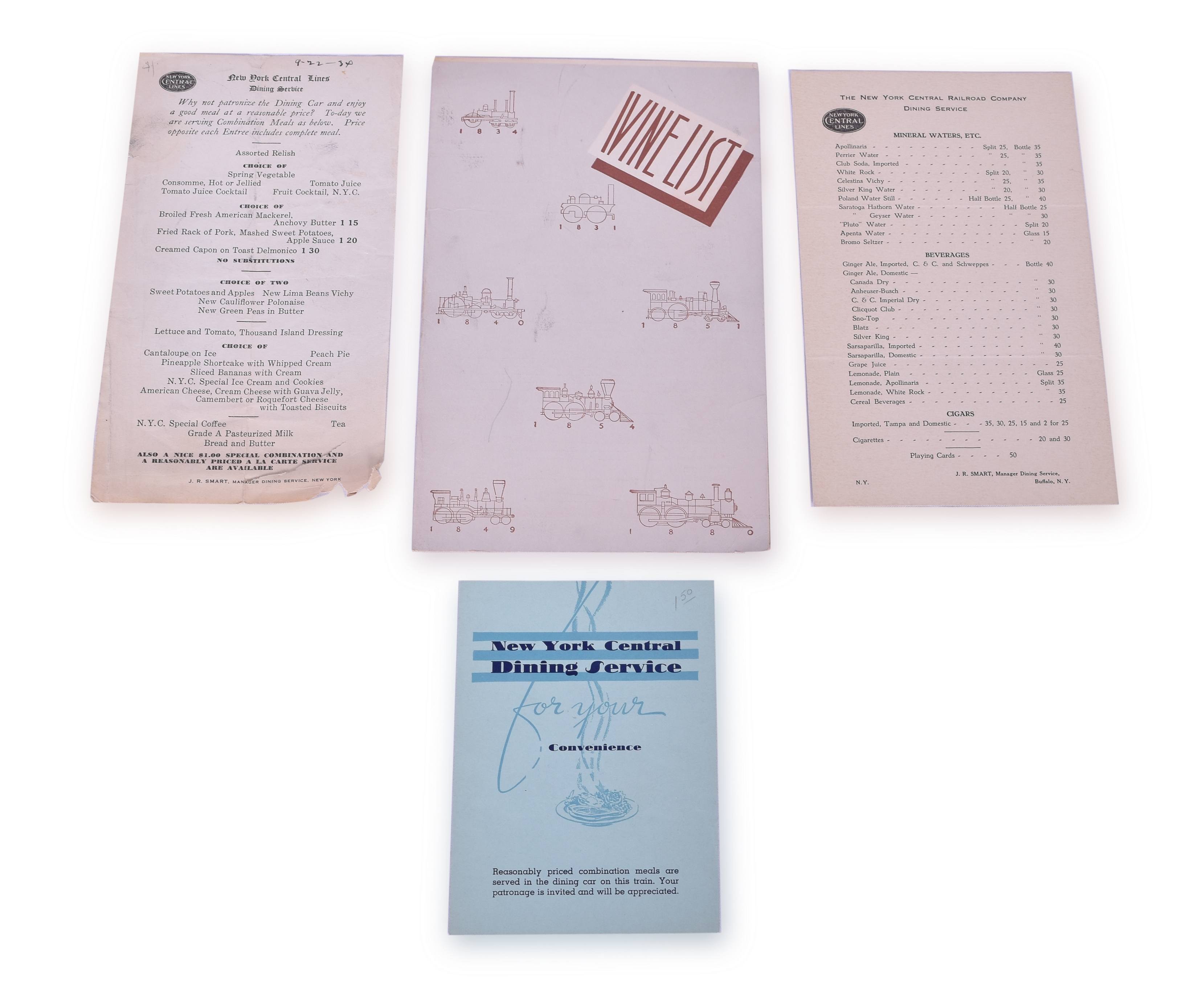 4073 - New York Central Dining Car and Lounge Paper - Wine List, Pocket Menu, etc. thumbnail