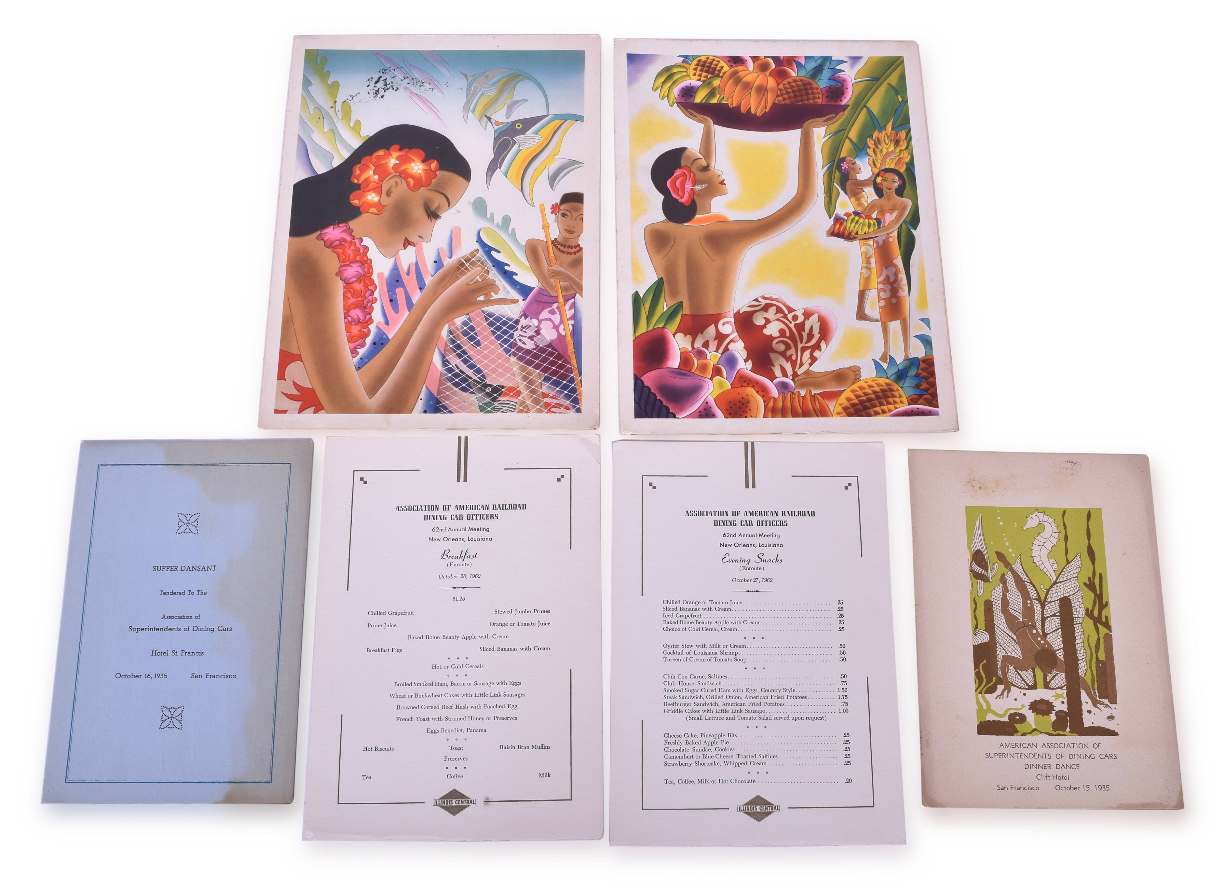 4081 - Six Association of American Railroad Dining Car Officers Banquet and Dining Car Menus thumbnail