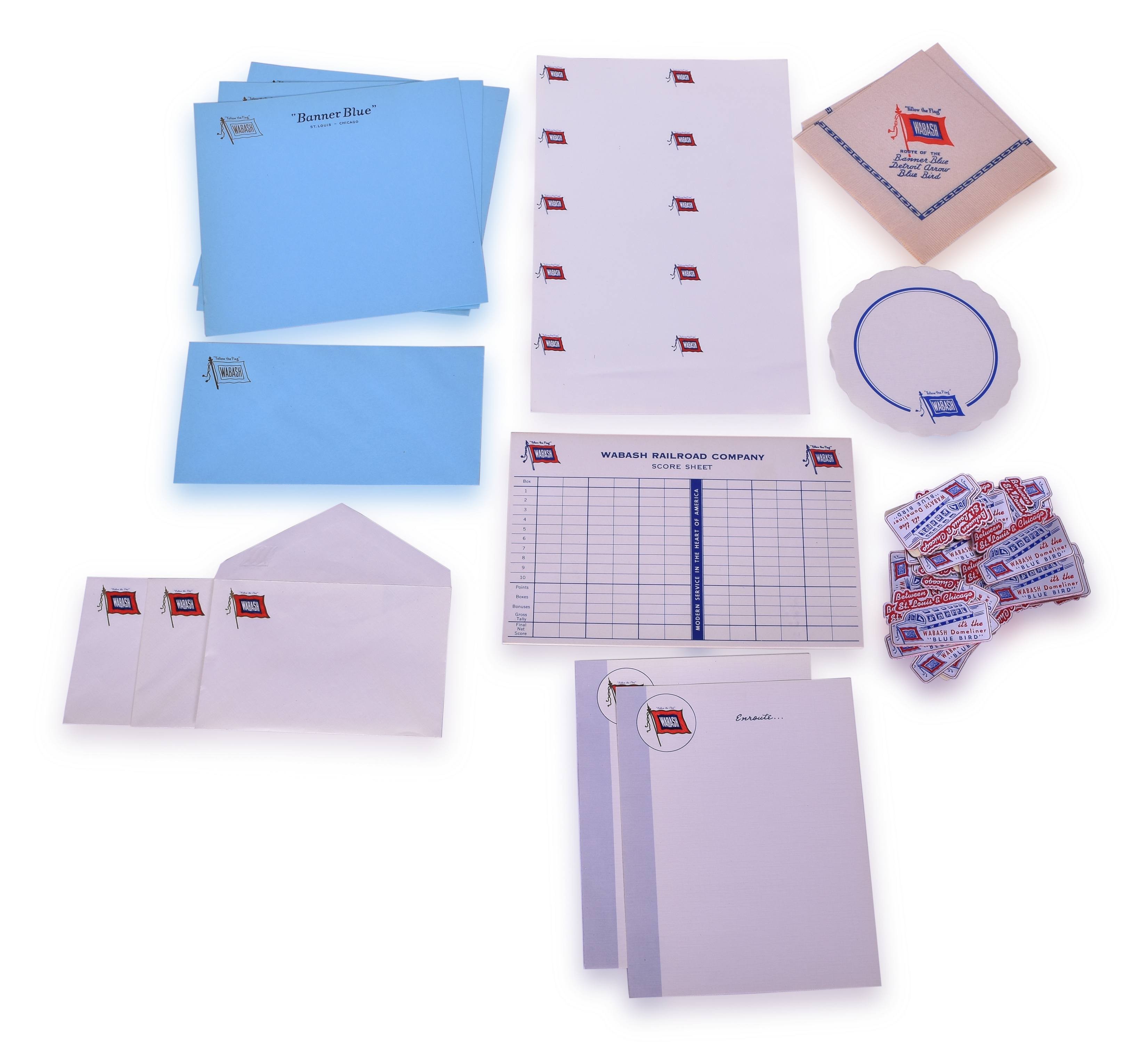 4095 - Thirteen+ Pieces of Wabash Railroad Stationary, Foil Stickers, etc thumbnail