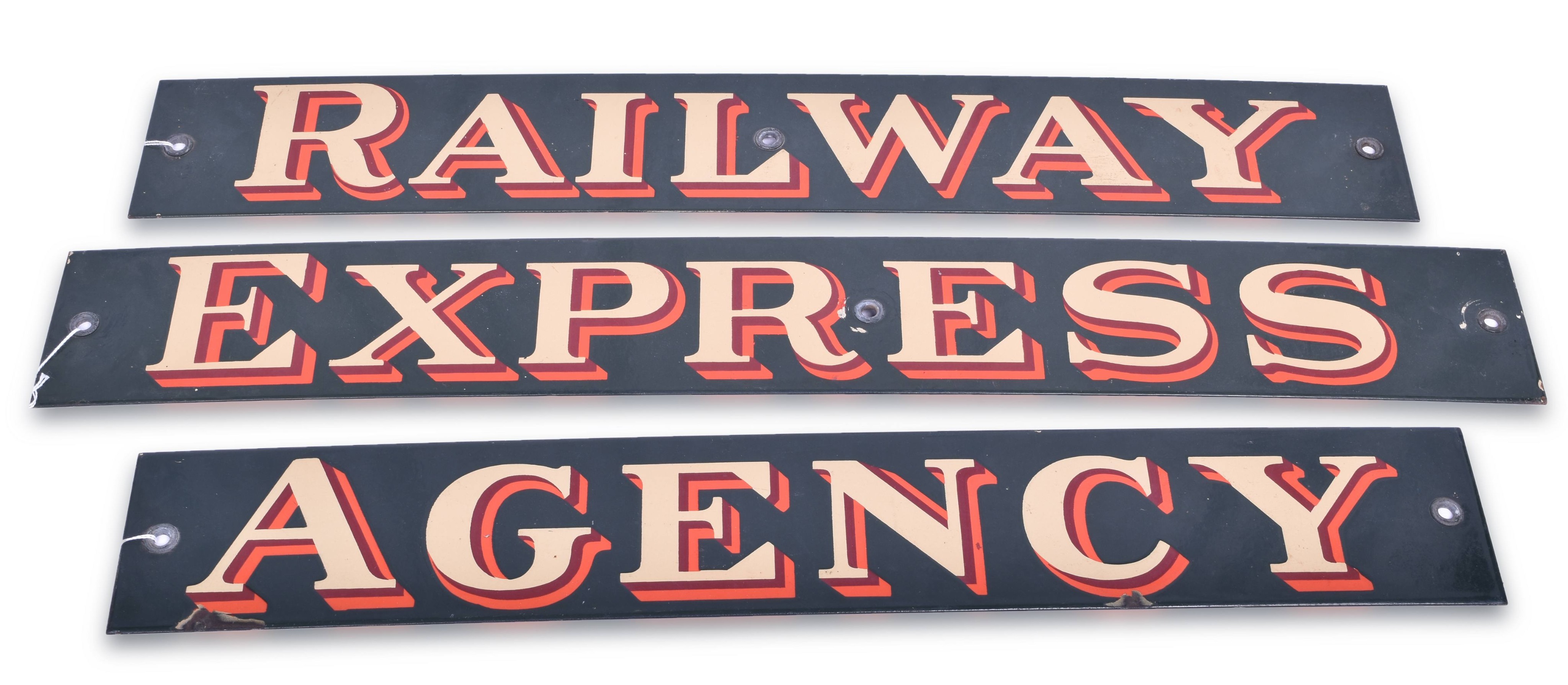 4108 - Set of Three Railway Express Agency Porcelain Signs thumbnail