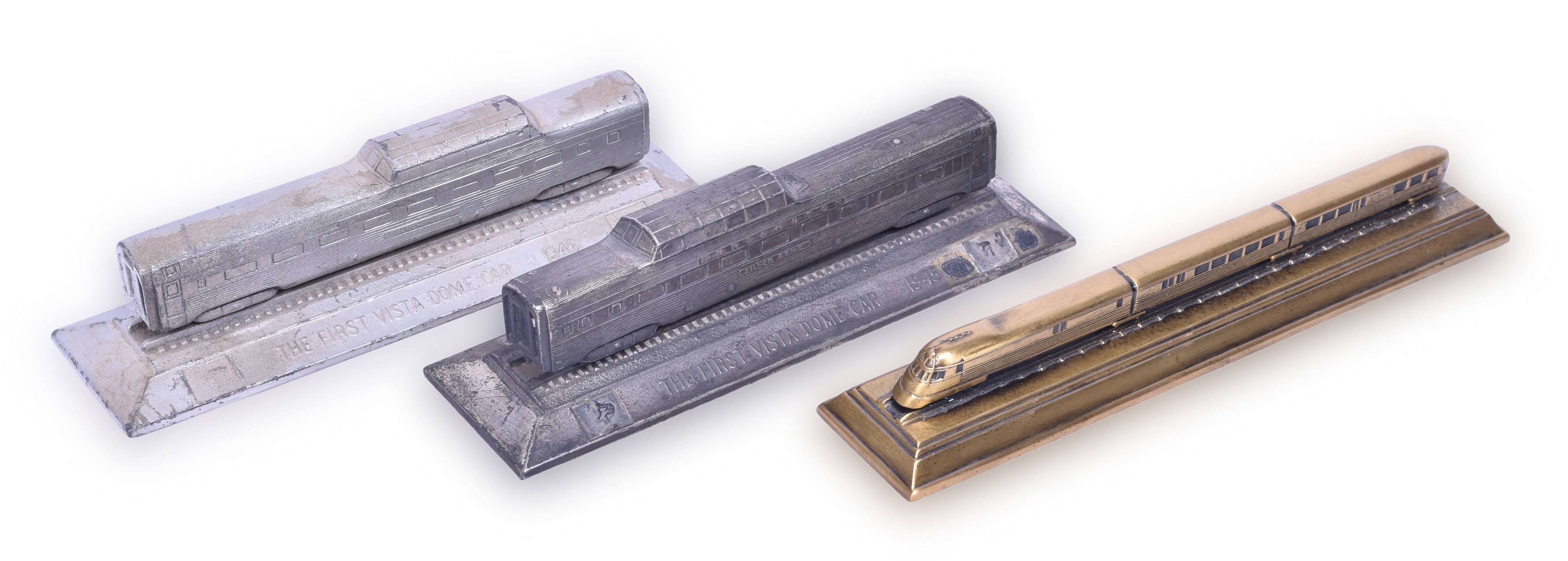 4110 - Group of three CB&Q / Burlington Paper Weights - 1945 Vista Dome, Pioneer Zephyr thumbnail