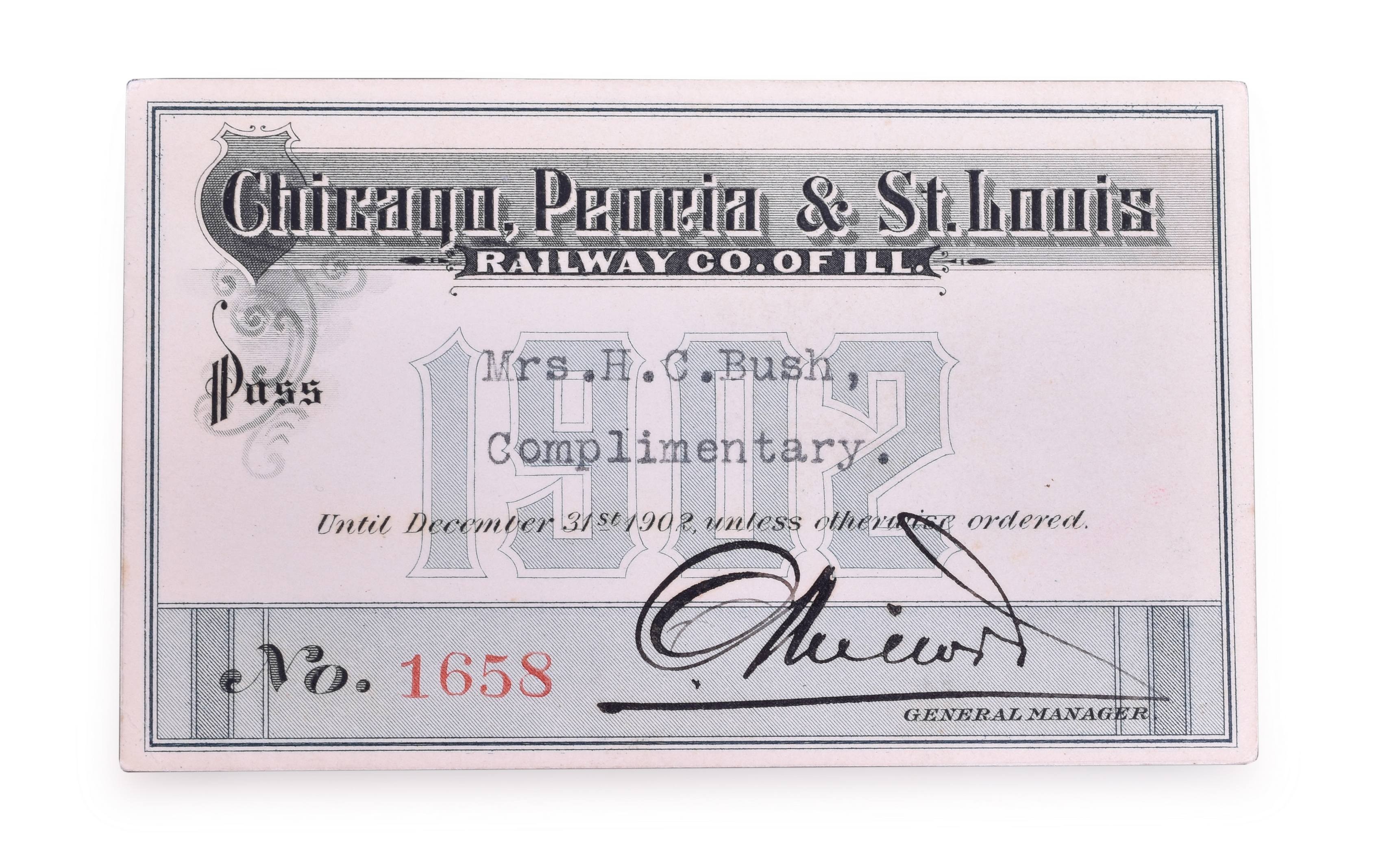 4119 - Chicago, Peoria & St. Louis Railroad 1902 Annual Pass. thumbnail