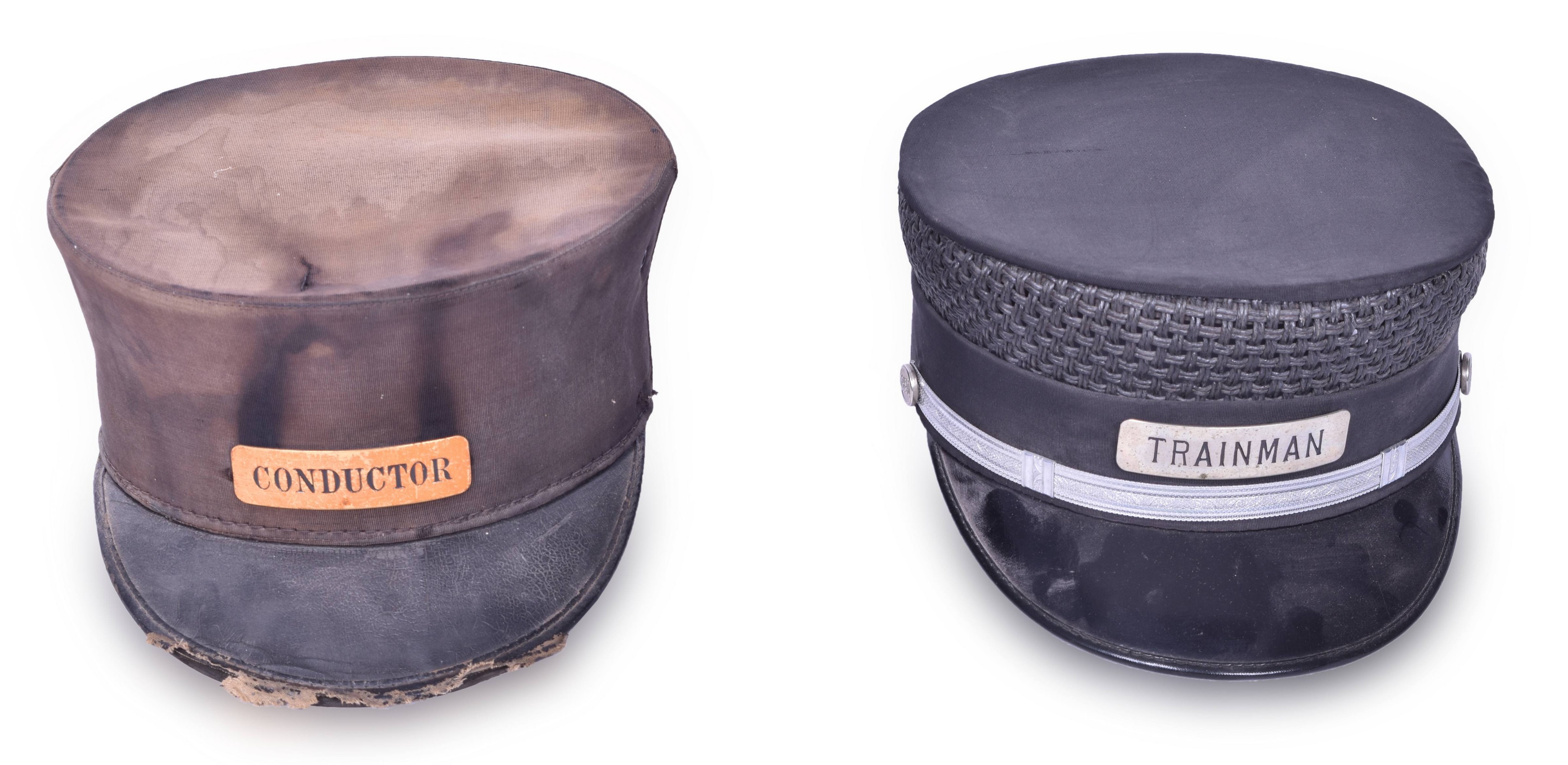 4128 - Pair of Price Uniform Railroad Caps - Trainman and Conductor thumbnail