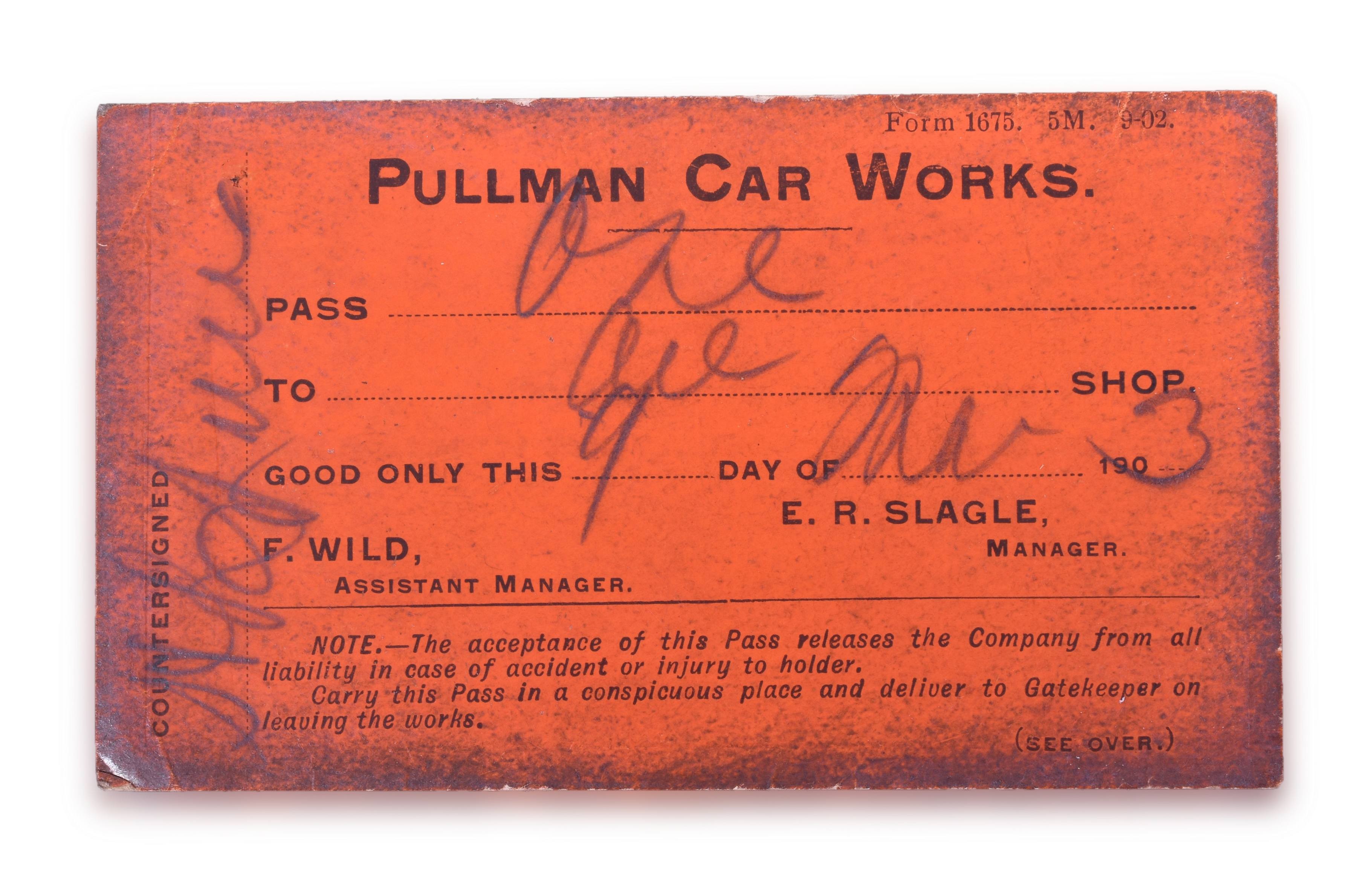 4137 - 1903 Pullman Car Works Single Day Pass thumbnail