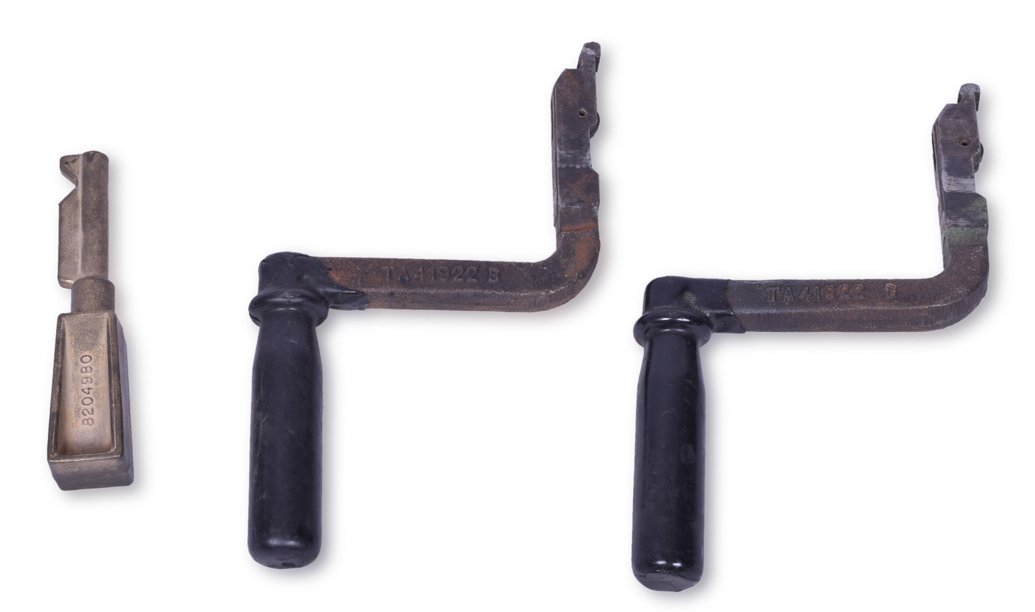 4148 - Brass Locomotive Reverser Handle and Two Offset Independent Brake Handles thumbnail