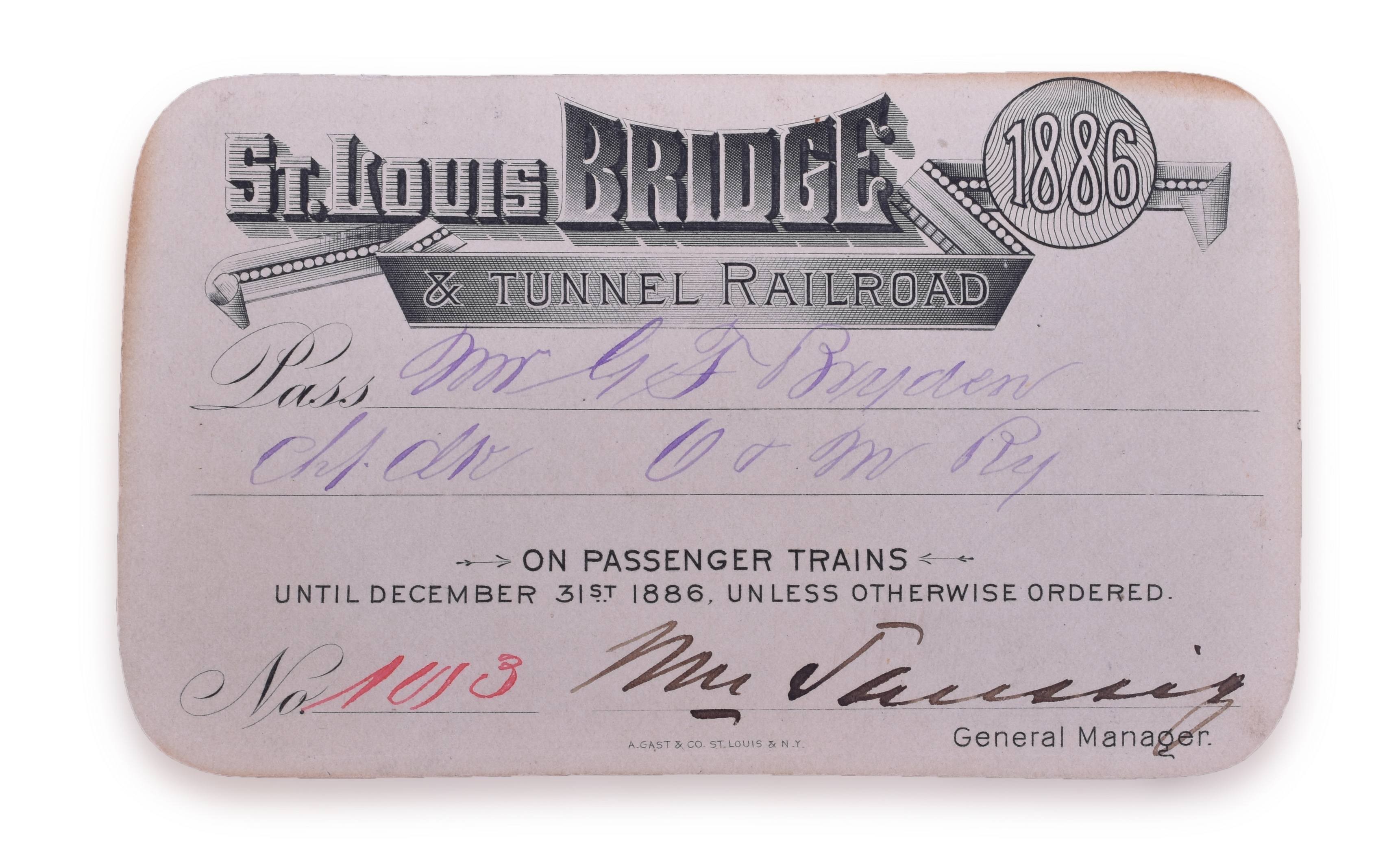 4163 - 1886 St. Louis Bridge Upper Roadway Pass thumbnail