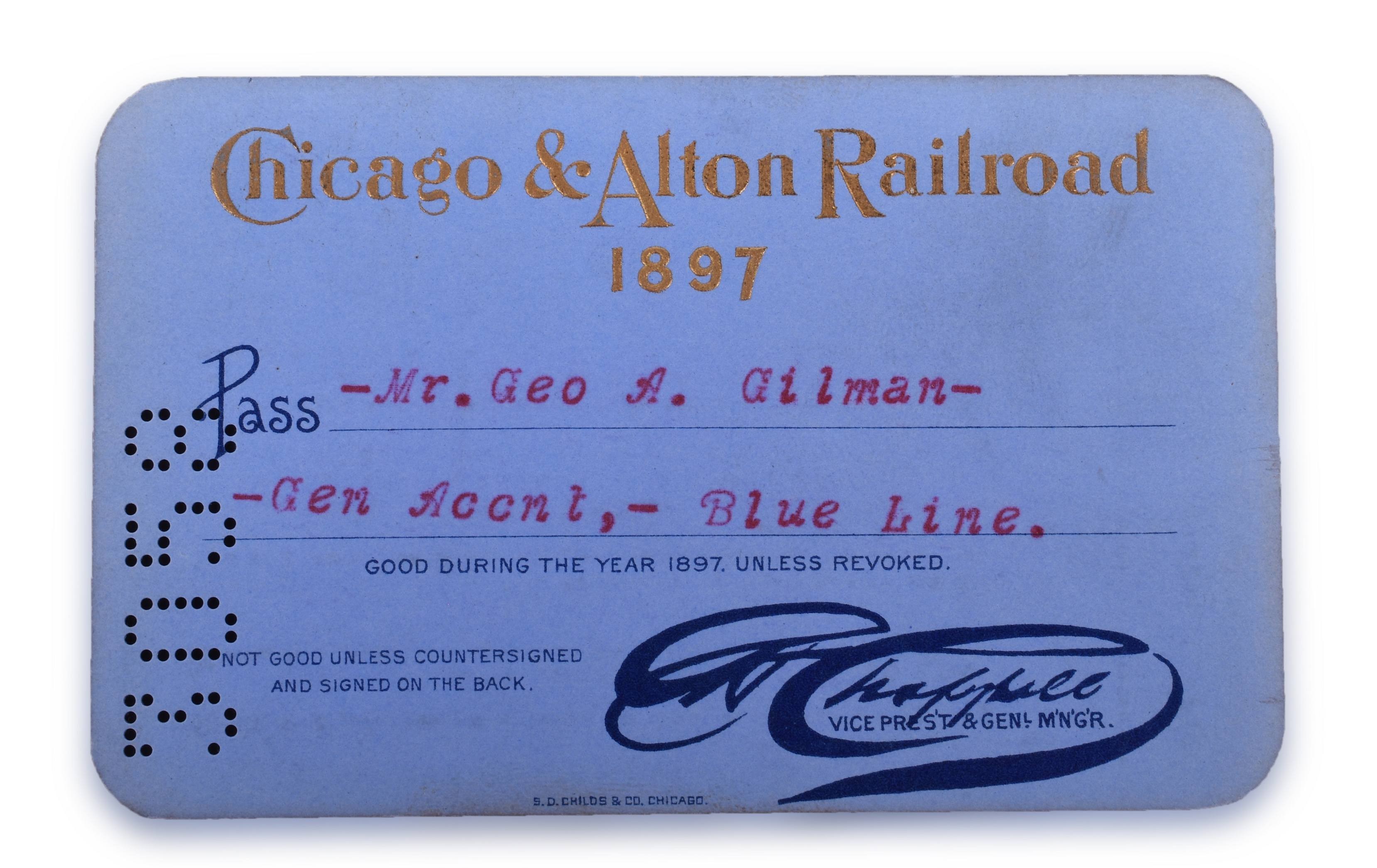 4167 - Chicago & Alton Railroad 1897 Annual Pass thumbnail