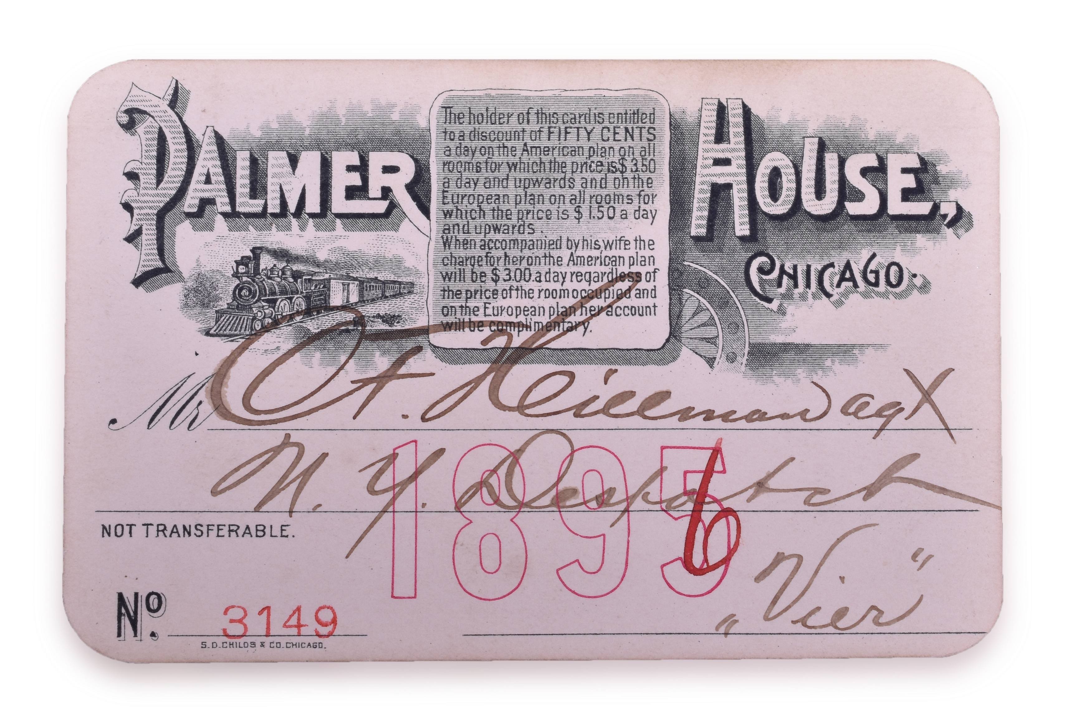 4169 - Palmer House Chicago 1895 Discount Pass thumbnail
