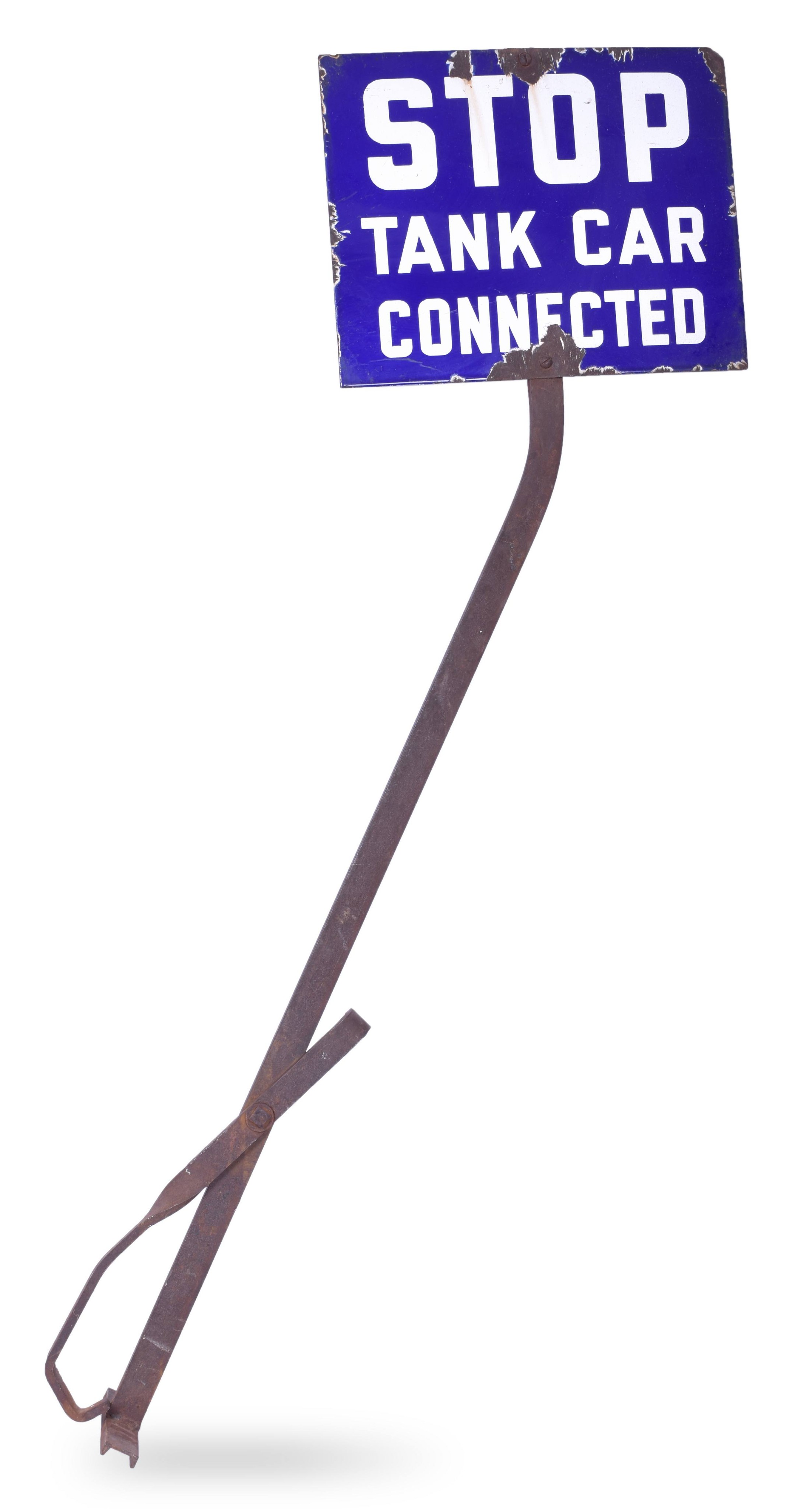 4196 - Porcelain Railroad Tank Car Connected Sign w/ Rail Head Connection thumbnail