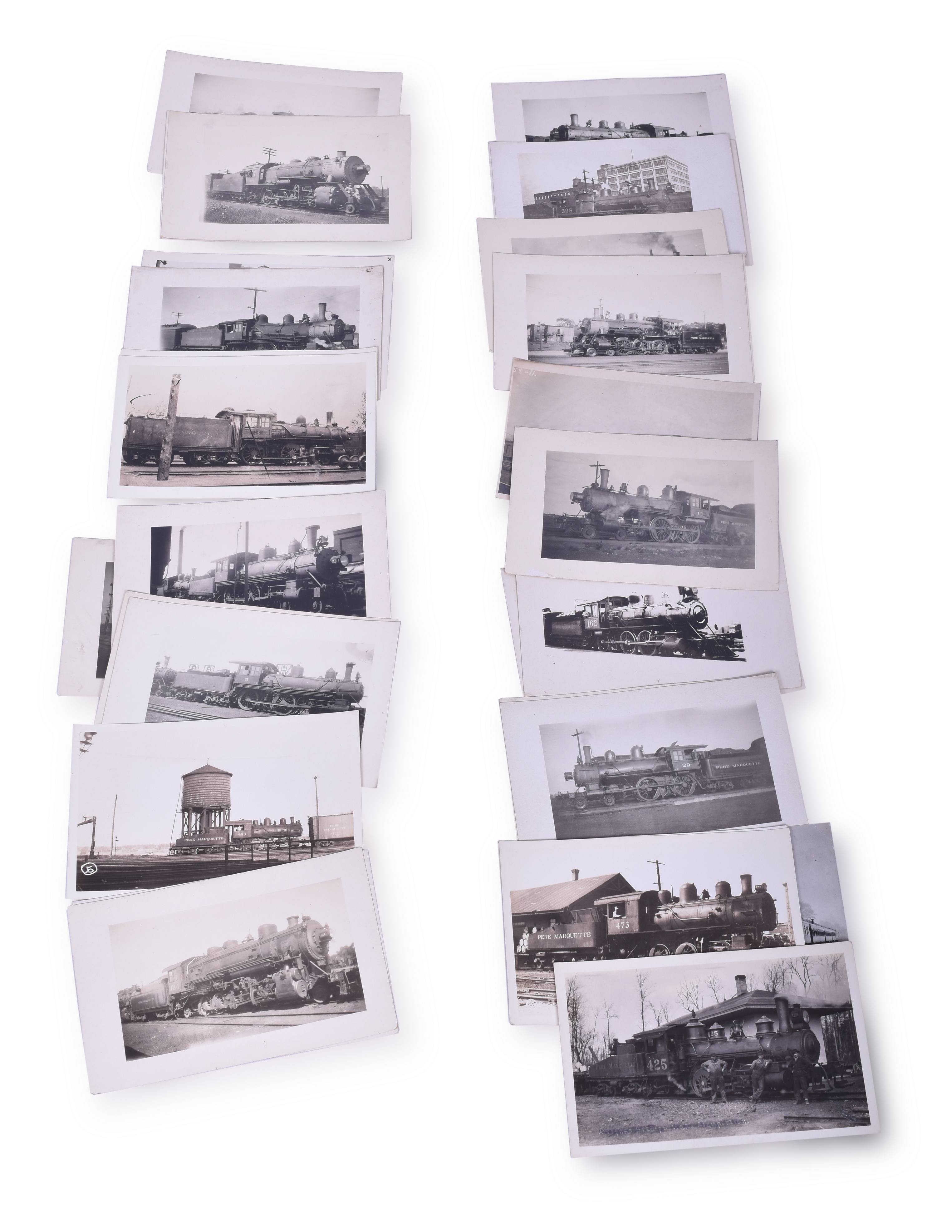 4229 - Twenty Five Pere Marquette Steam Locomotive Post Cards/ Photos thumbnail