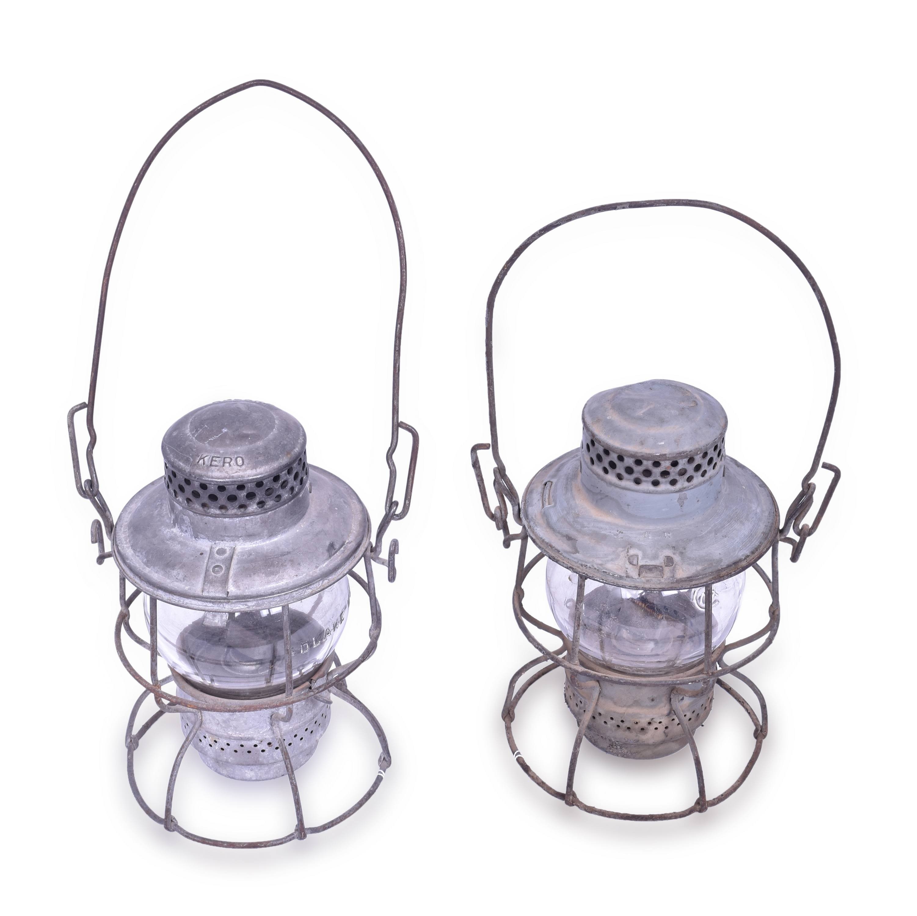 4238 - Pair of Adams & Westlake Burlington / CB&Q Clear Globe Railroad Lanterns thumbnail