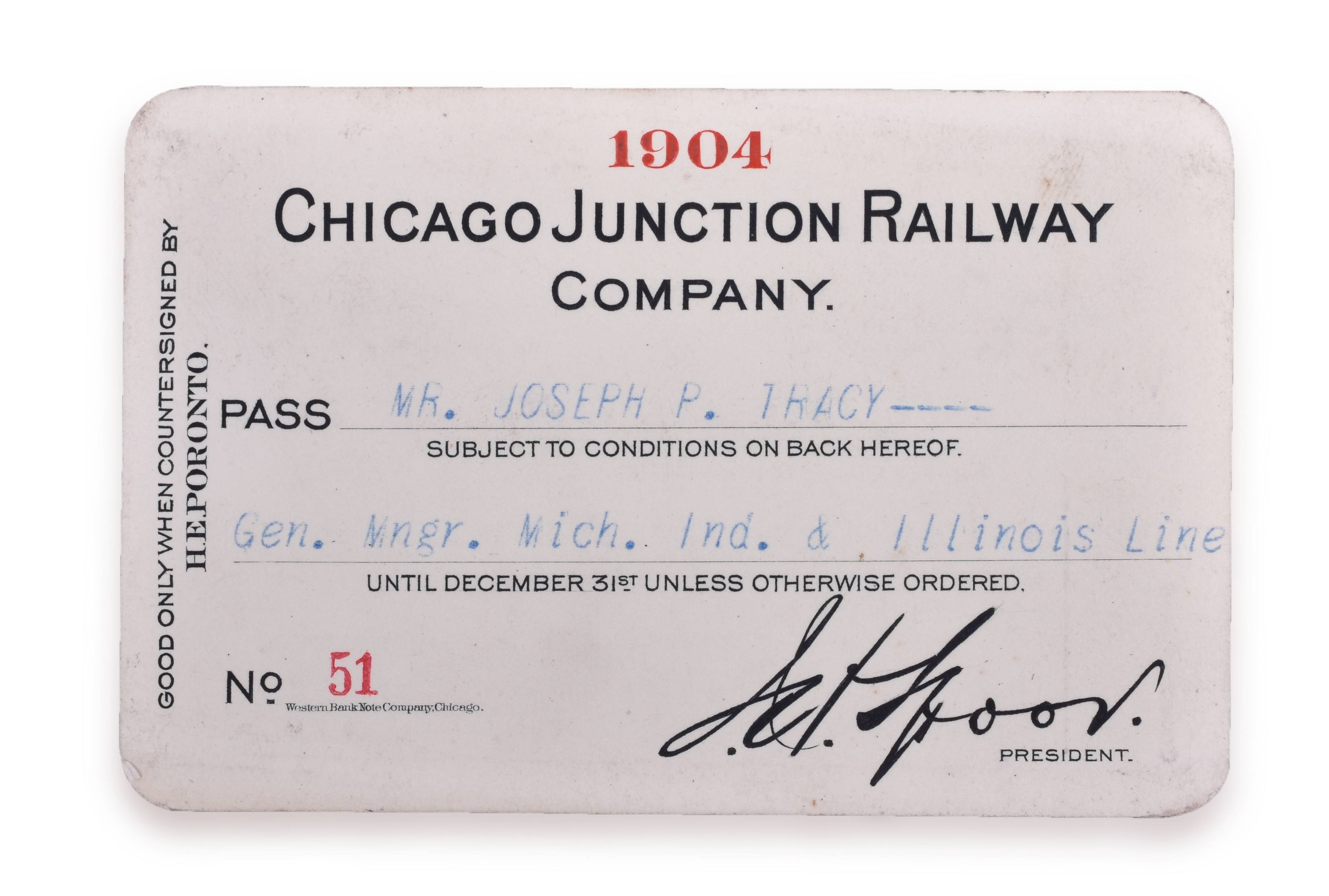 4239 - 1904 Chicago Junction Railway Annual Pass thumbnail