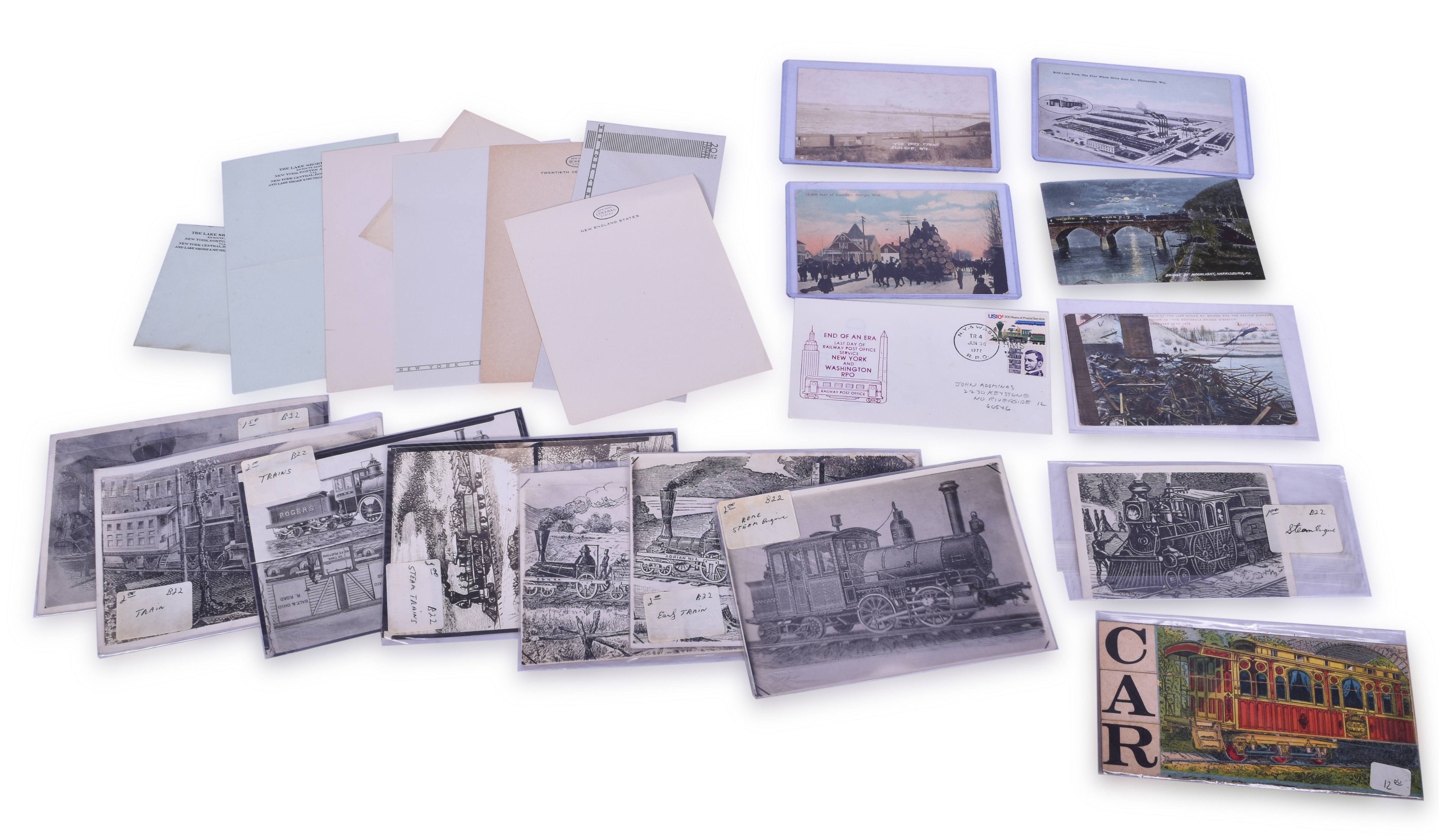 4255 - New York Central Railroad Stationary, New York Central to Washington last day RPO, Postcards, and More thumbnail