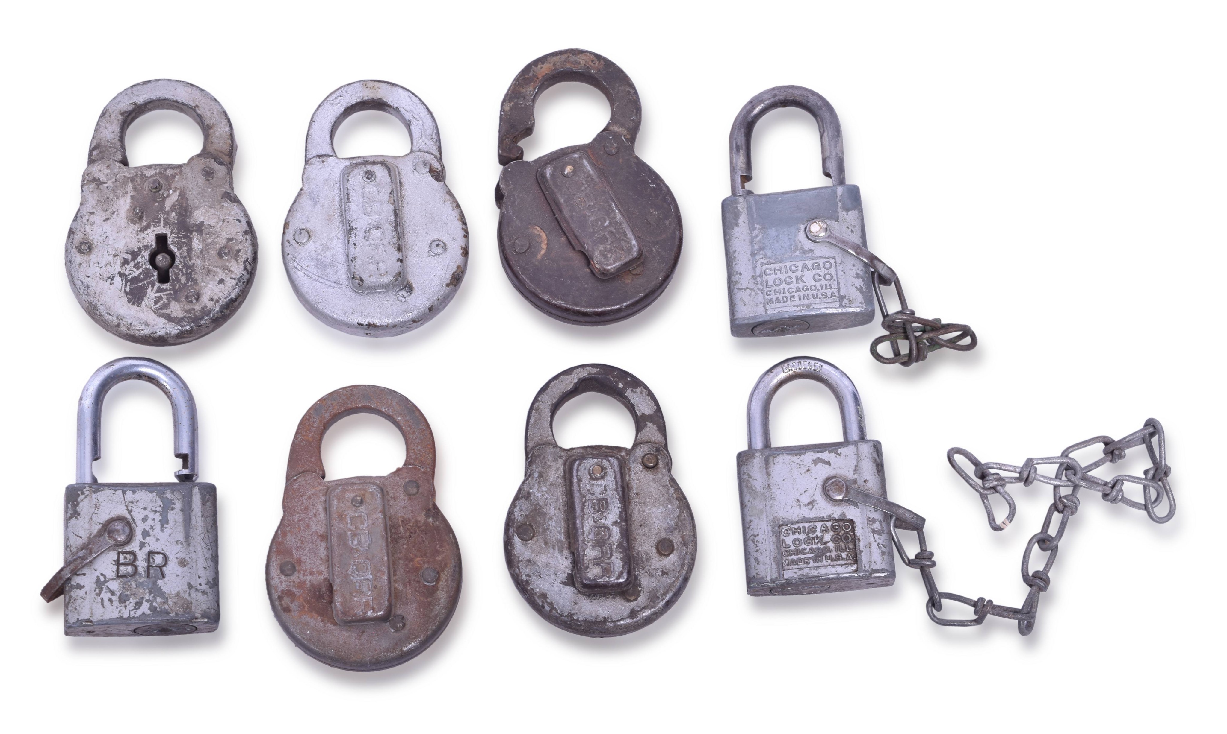4269 - Eight CB&Q / Burlington Railroad Locks - Chicago Lock Co. thumbnail