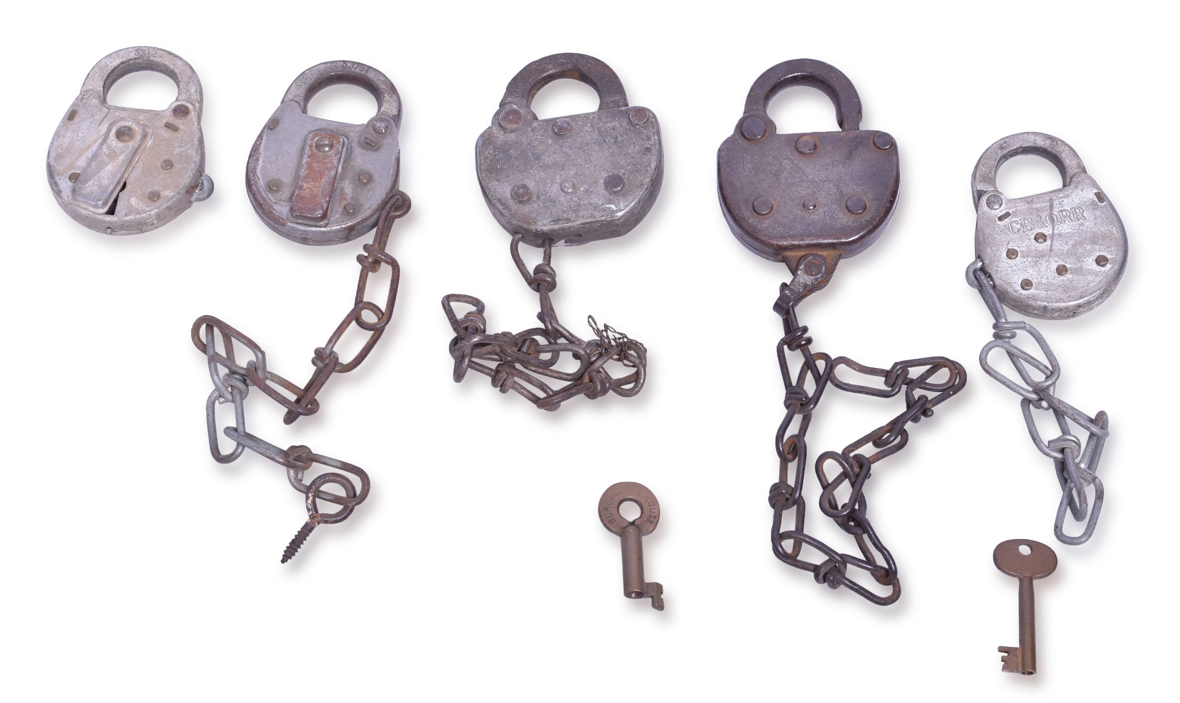 4273 - Five CB&Q / Burlington Steel Railroad Locks - Corbin and Adlake thumbnail