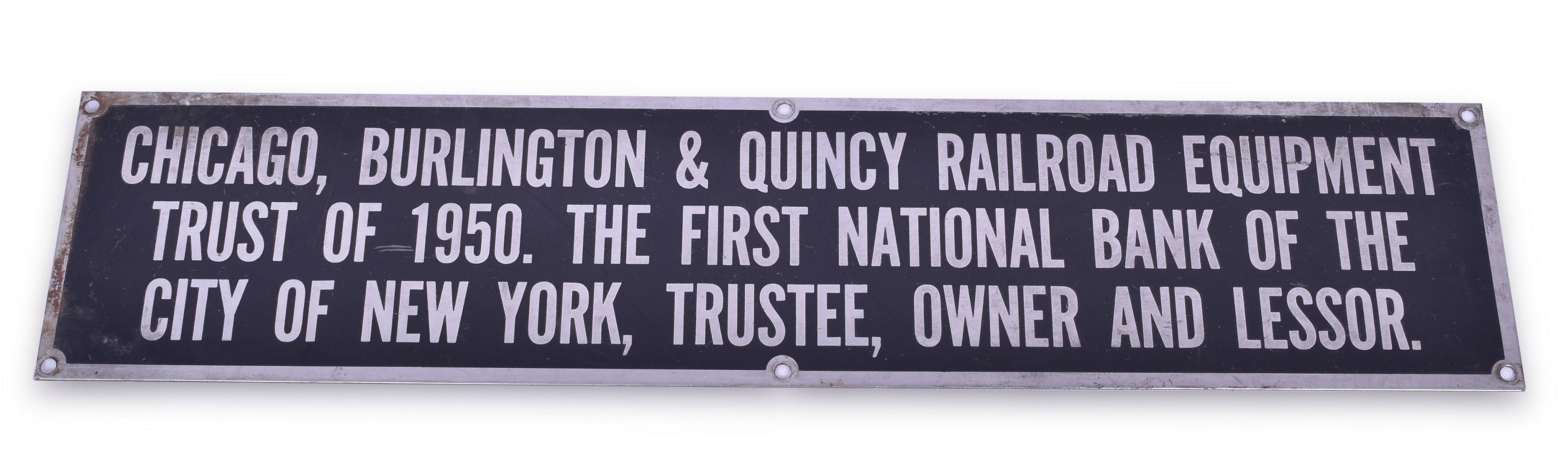 4276 - CB&Q / Burlington Railroad Stainless Steel Trust Plate thumbnail