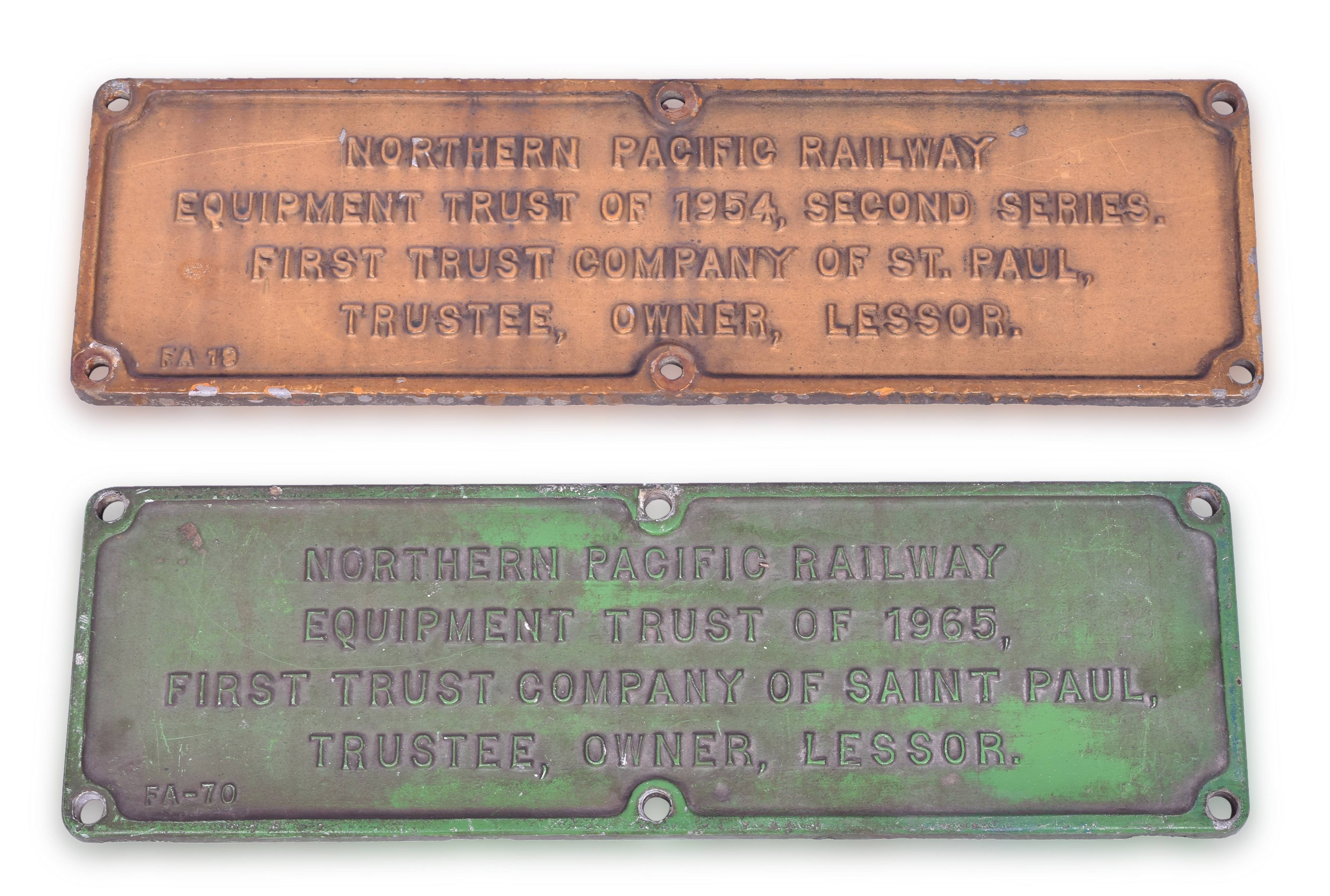 4282 - Pair of Northern Pacific Railroad Cast Aluminum Trust Plates - 1954 and 1965 thumbnail