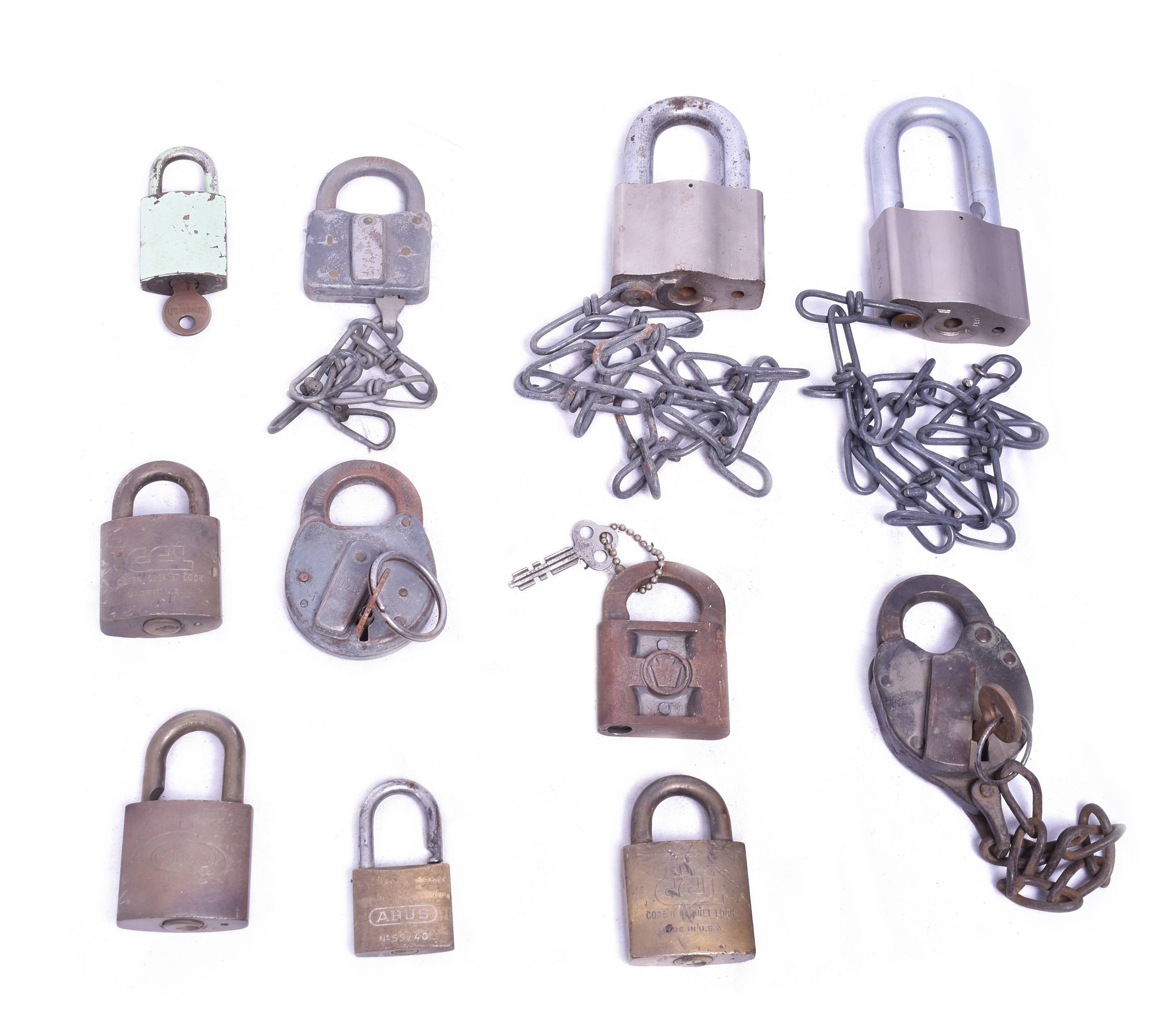 4283 - Eleven Pad Locks - Miller, Fraim, Corbin, Abus, and more thumbnail