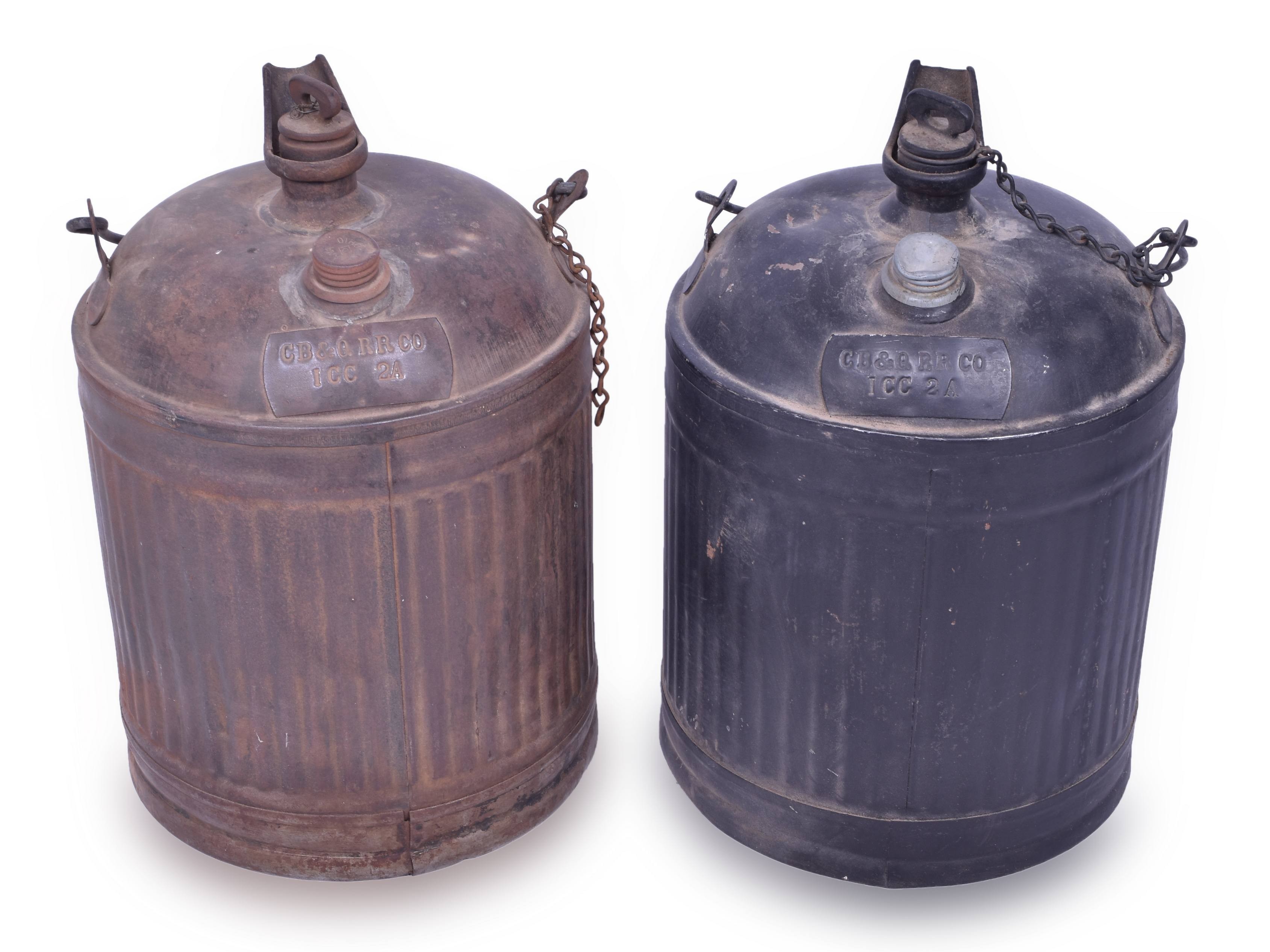 4290 - Pair of Johnson Urbana CB&Q / Burlington Canisters with Spouts thumbnail