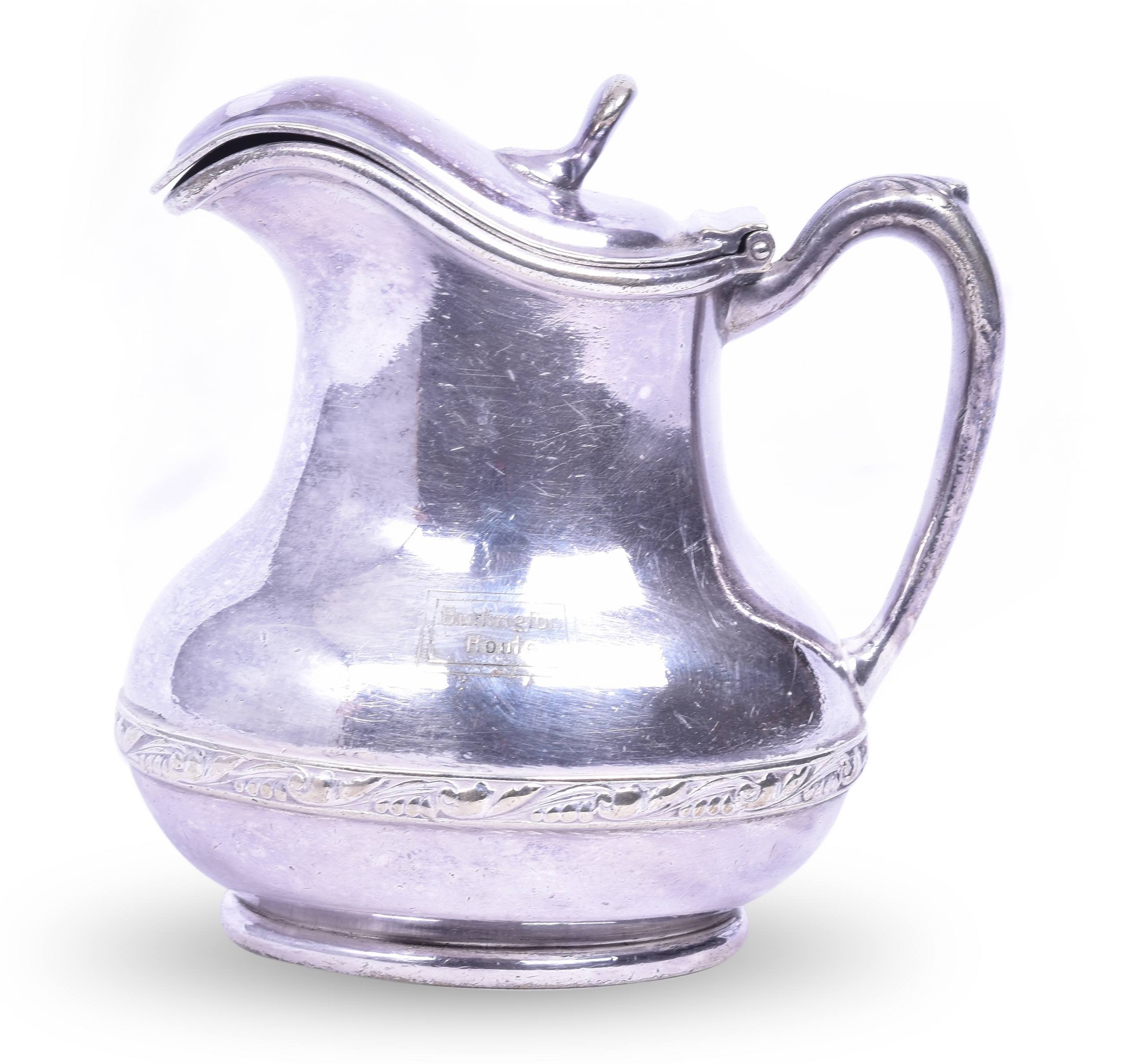 4316 - Reed and Barton Silver Soldered Burlington Route Soldered Silver Syrup Pitcher thumbnail