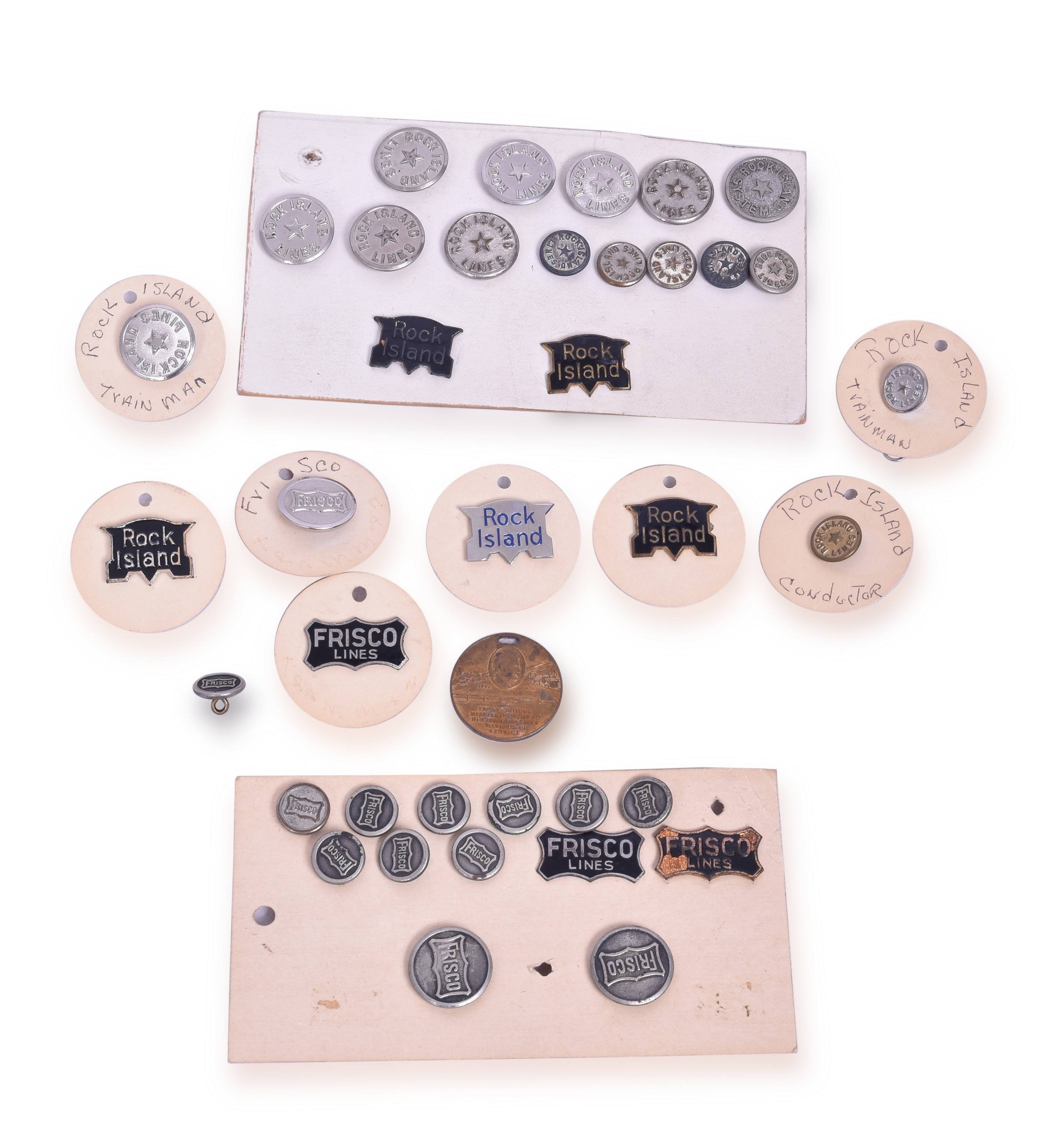 4325 - Group of Frisco and Rock Island Uniform Pins and Buttons thumbnail