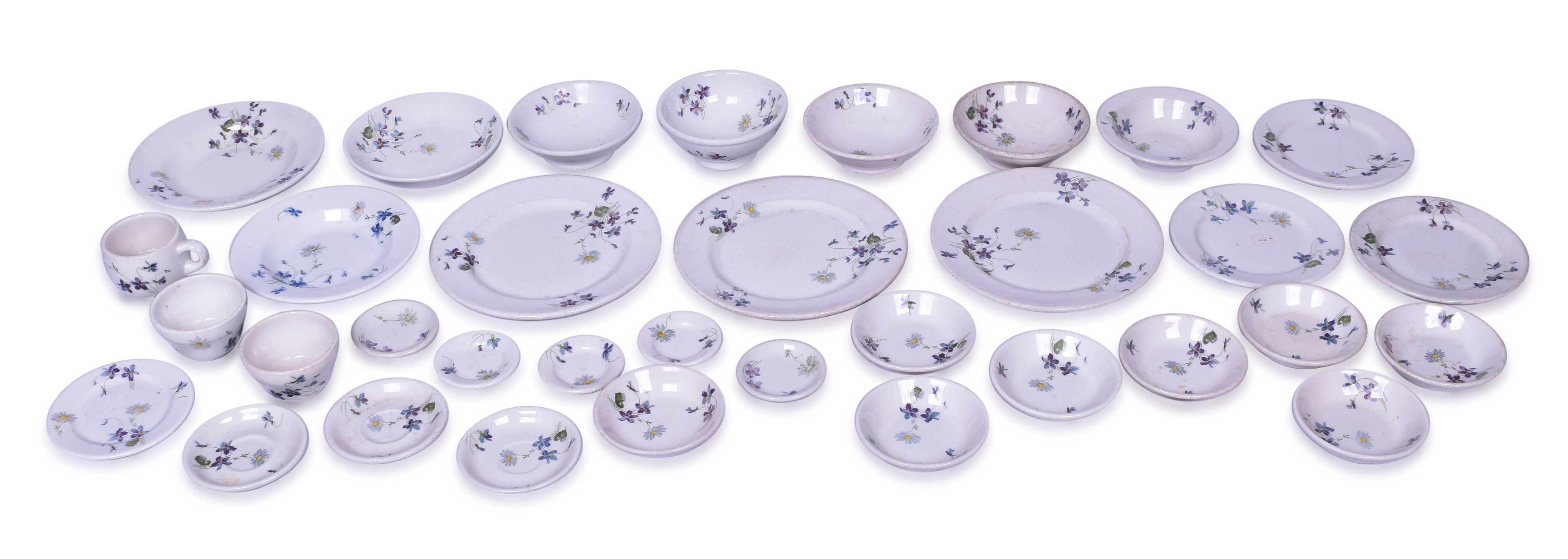 4328 - Thirty Five Pieces of Syracuse and Shenango China Violets and Daisies Pattern thumbnail