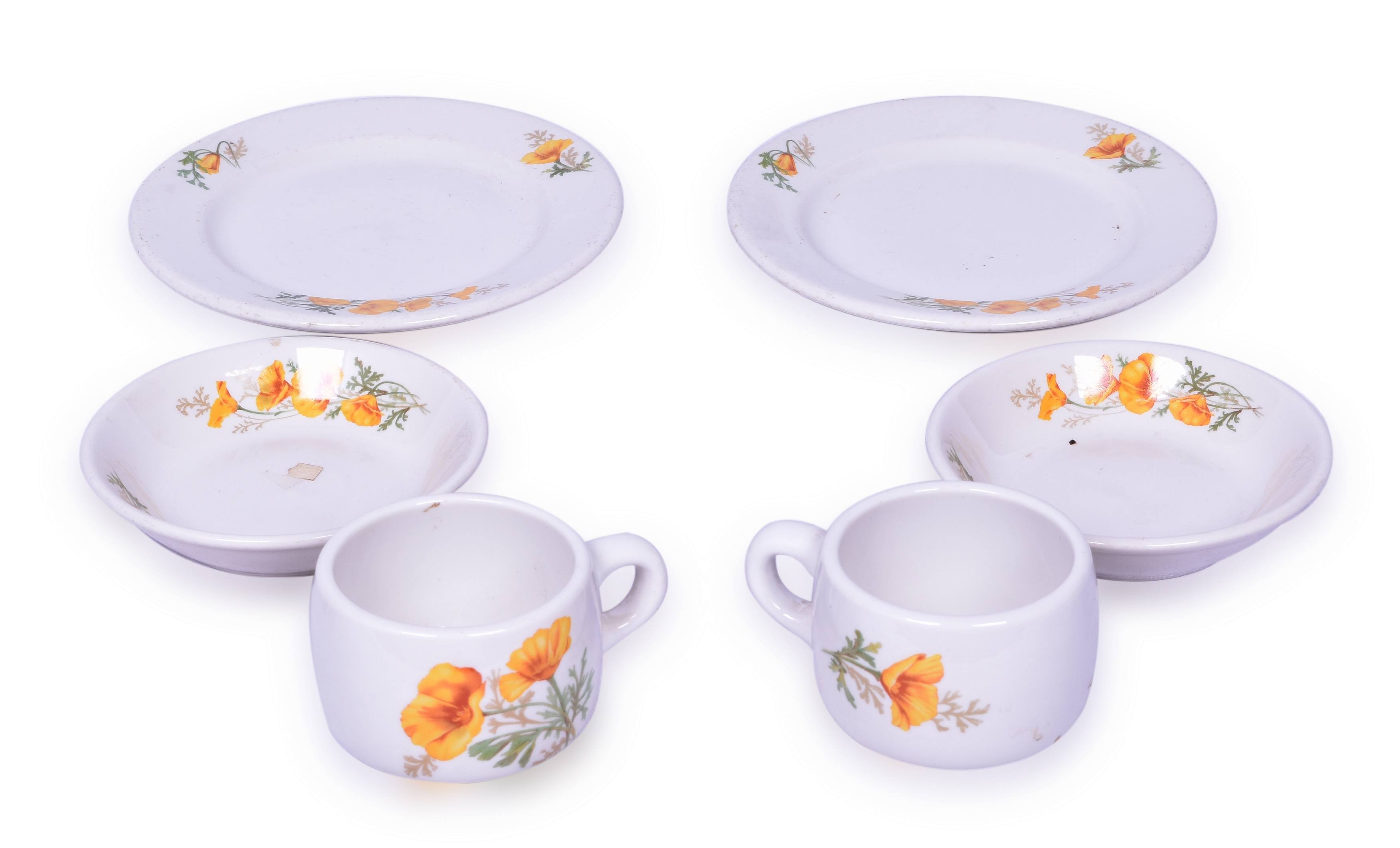 4332 - Group of Six Syracuse California Poppy China Pieces - Santa Fe / Fred Harvey thumbnail
