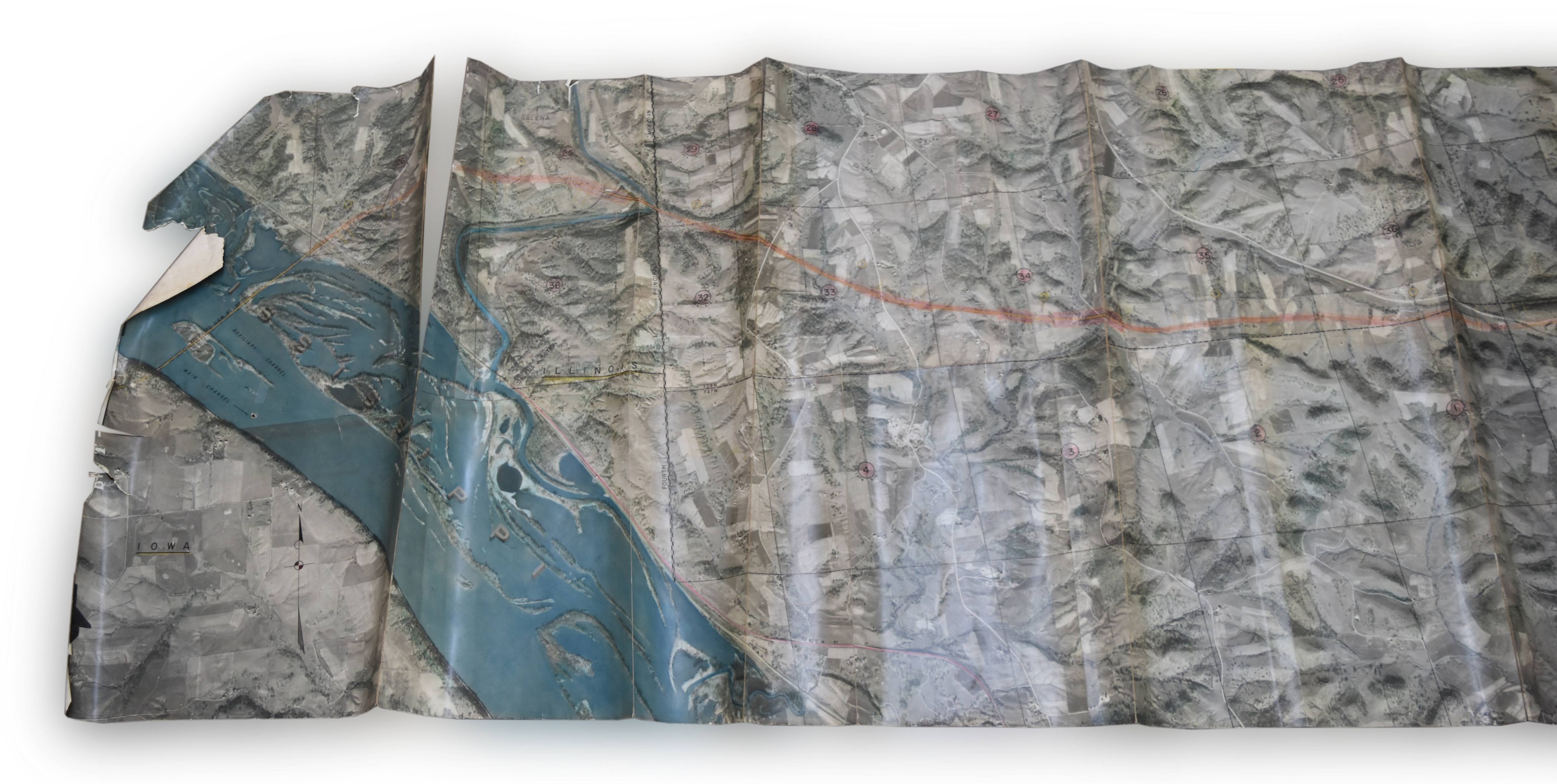 4341 - Large Chicago Great Western 1951 Proposed Line Change Aerial Photograph thumbnail