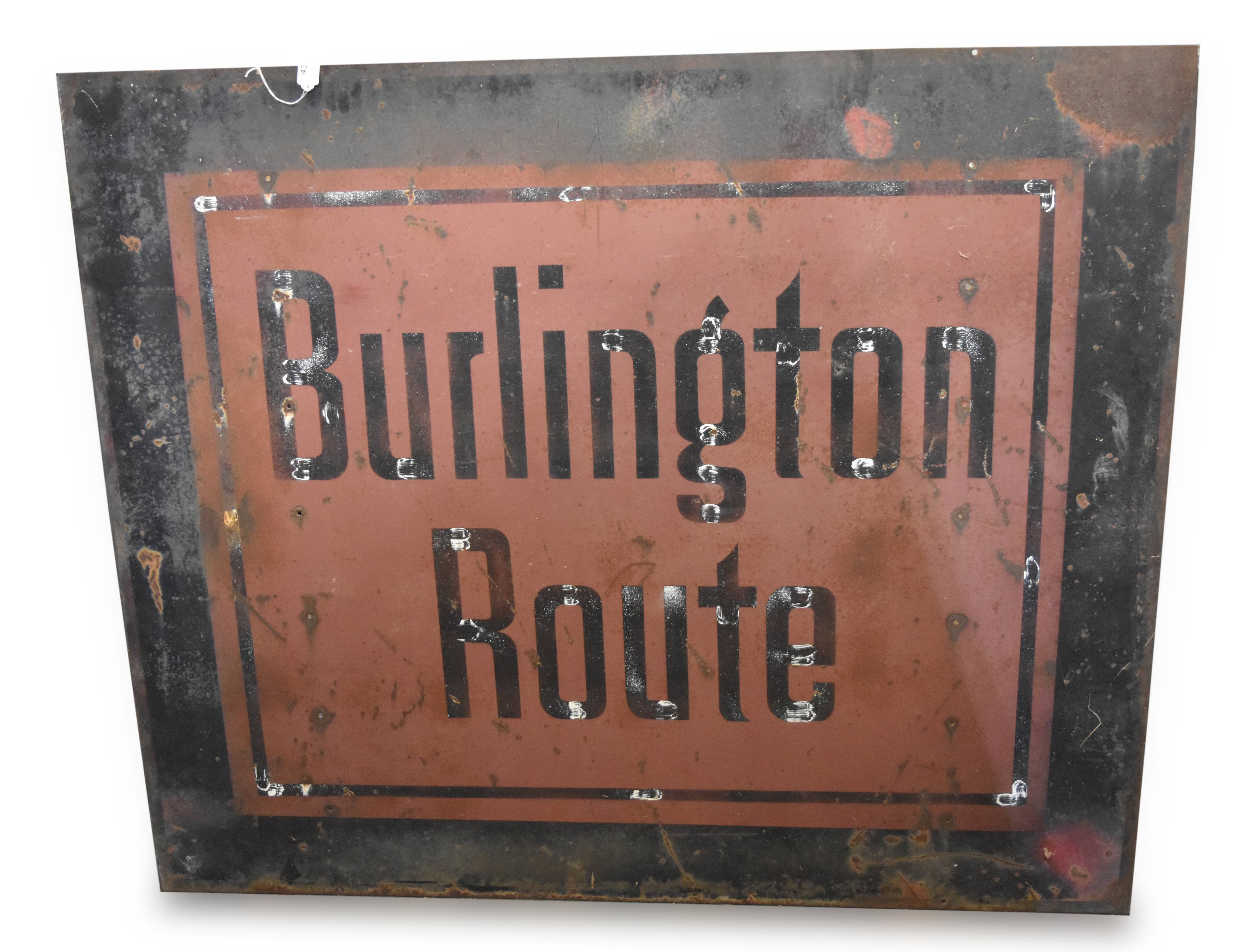 4343 - Large CB&Q / Burlington Route Railroad Steel Sign thumbnail