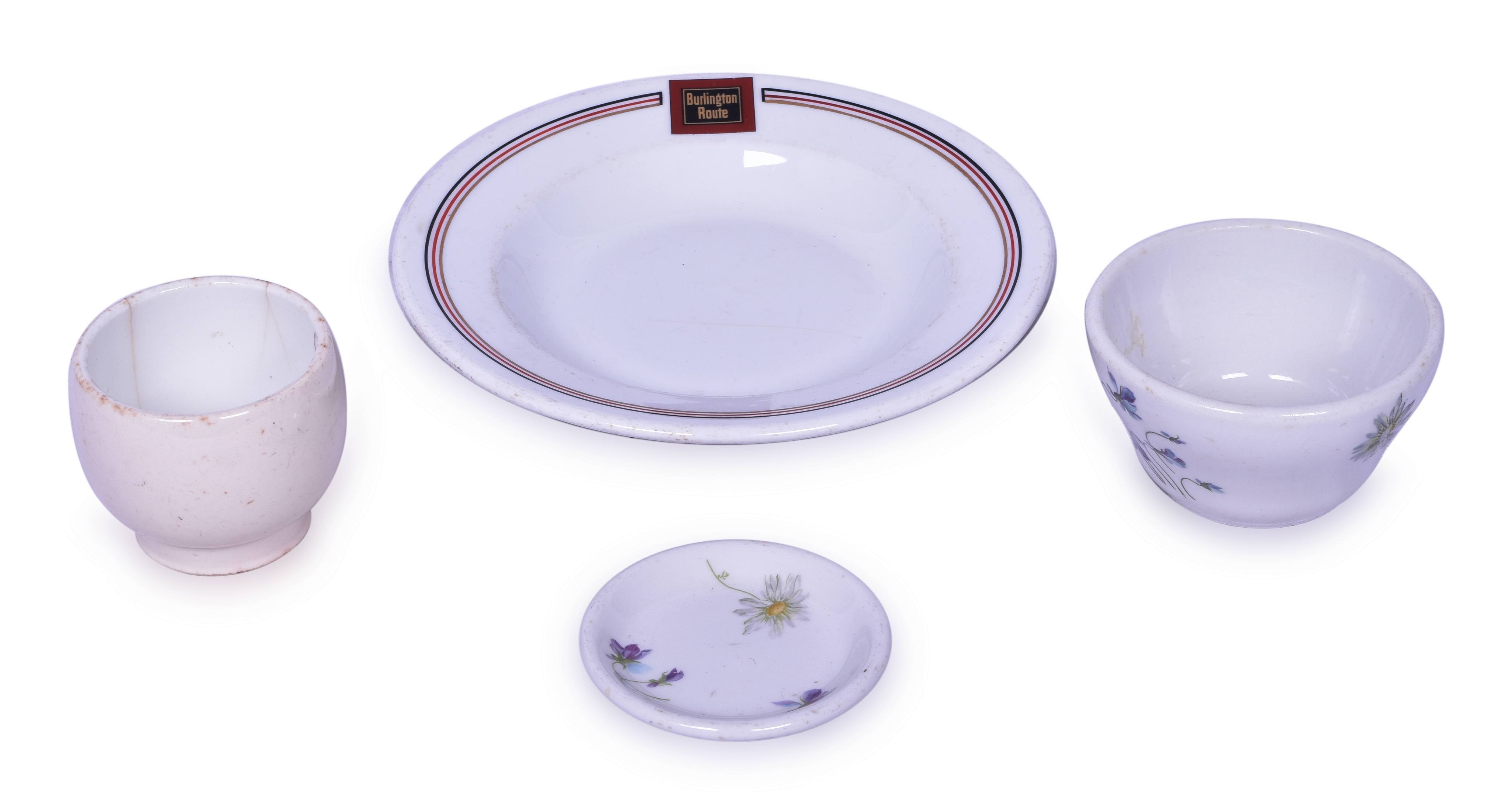 4344 - Four CB&Q / Burlington China Pieces - Dubuque, Violets and Daises, Aristocrat thumbnail