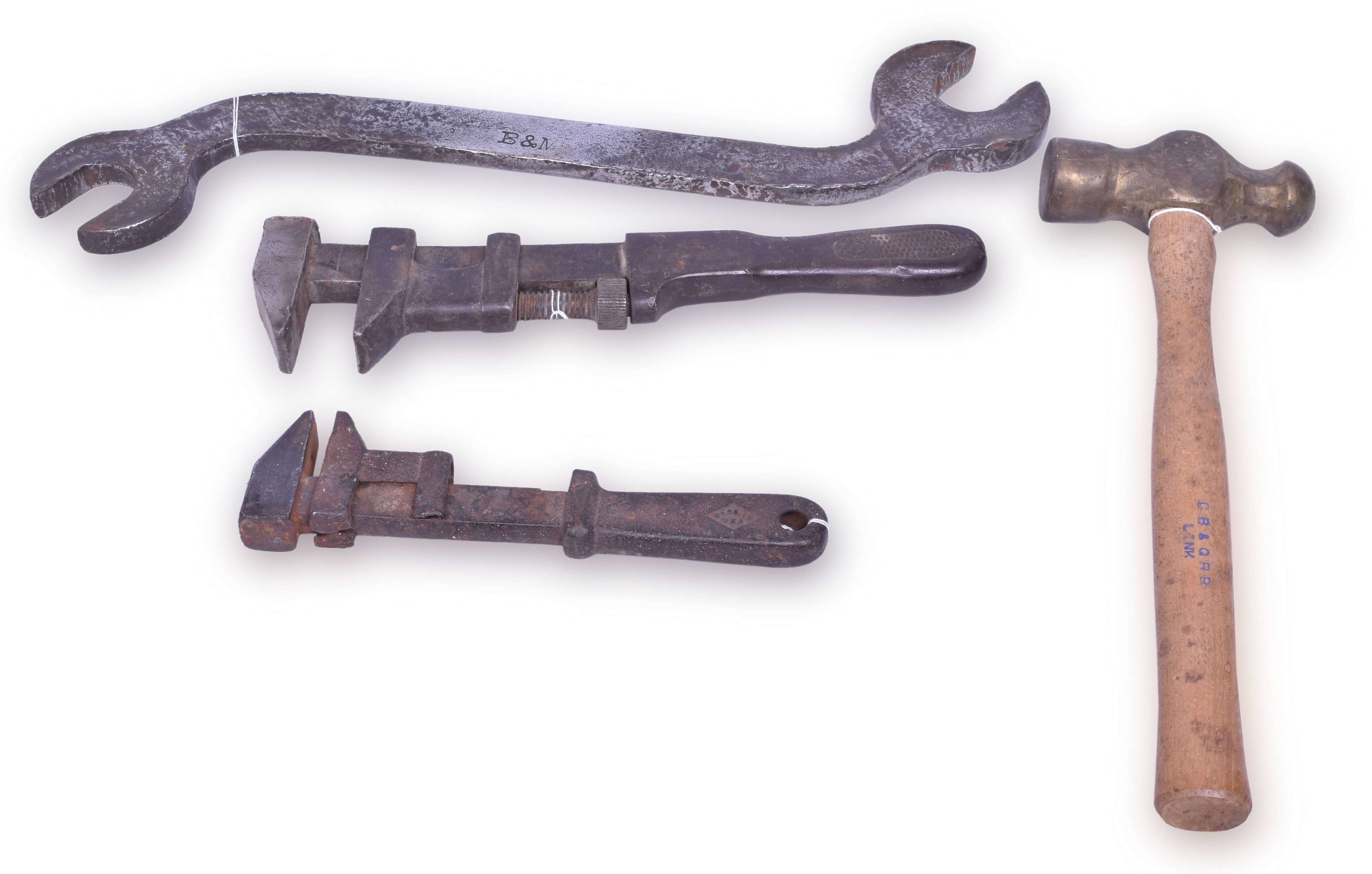 4355 - Four Railroad Hand Tools - CB&Q, Rock Island, and Burlington and Missouri thumbnail