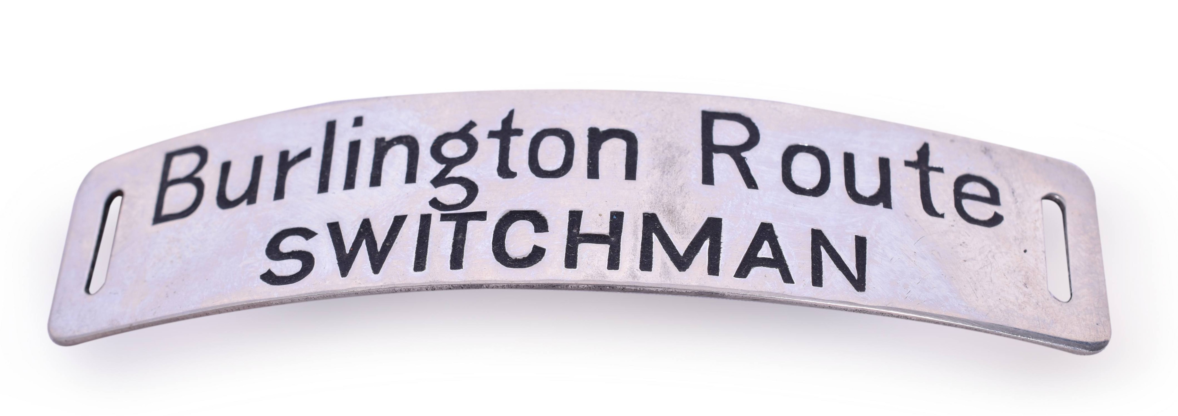4362 - Burlington Route Switchman Nickel Cap Badge thumbnail